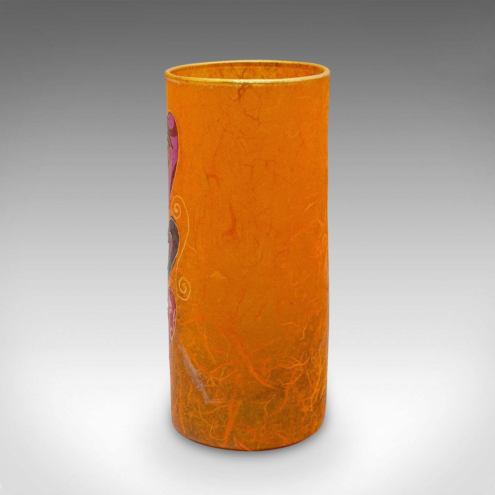 Small Contemporary Decorative Vase, English, Straw Silk Art Glass, Flower Sleeve photo 195.0