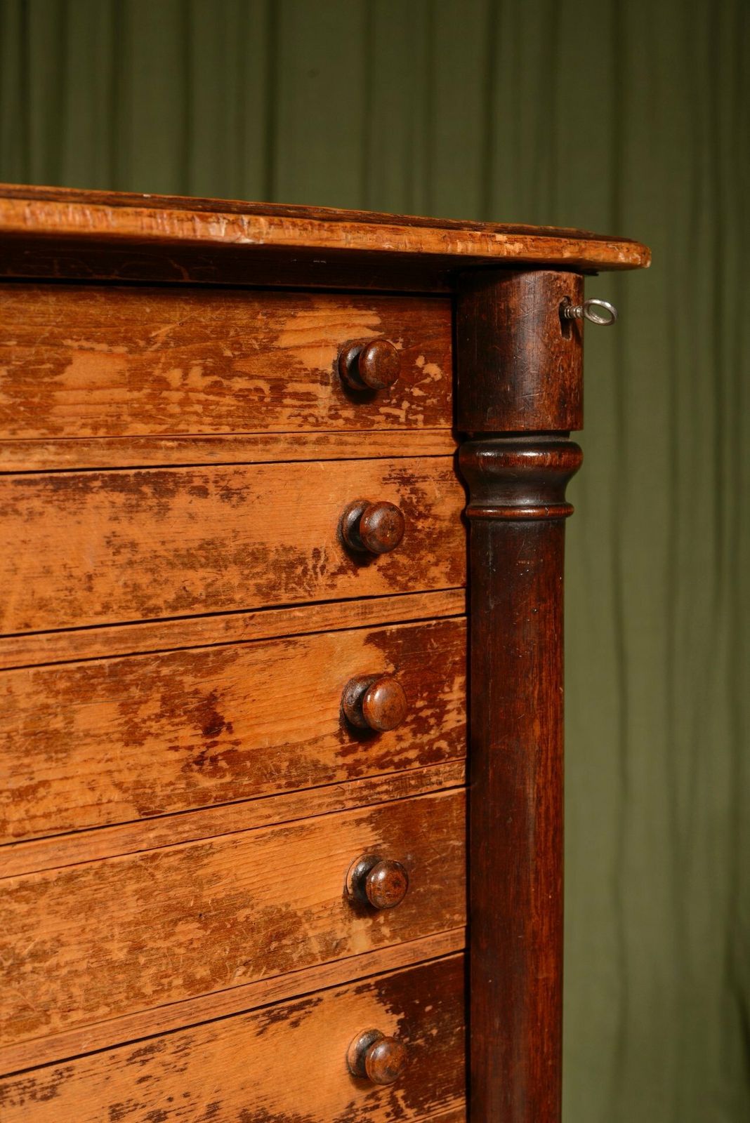 A William IV Distressed Pine And Mahogany Wellington Collector's Chest   C.1835 photo for sale