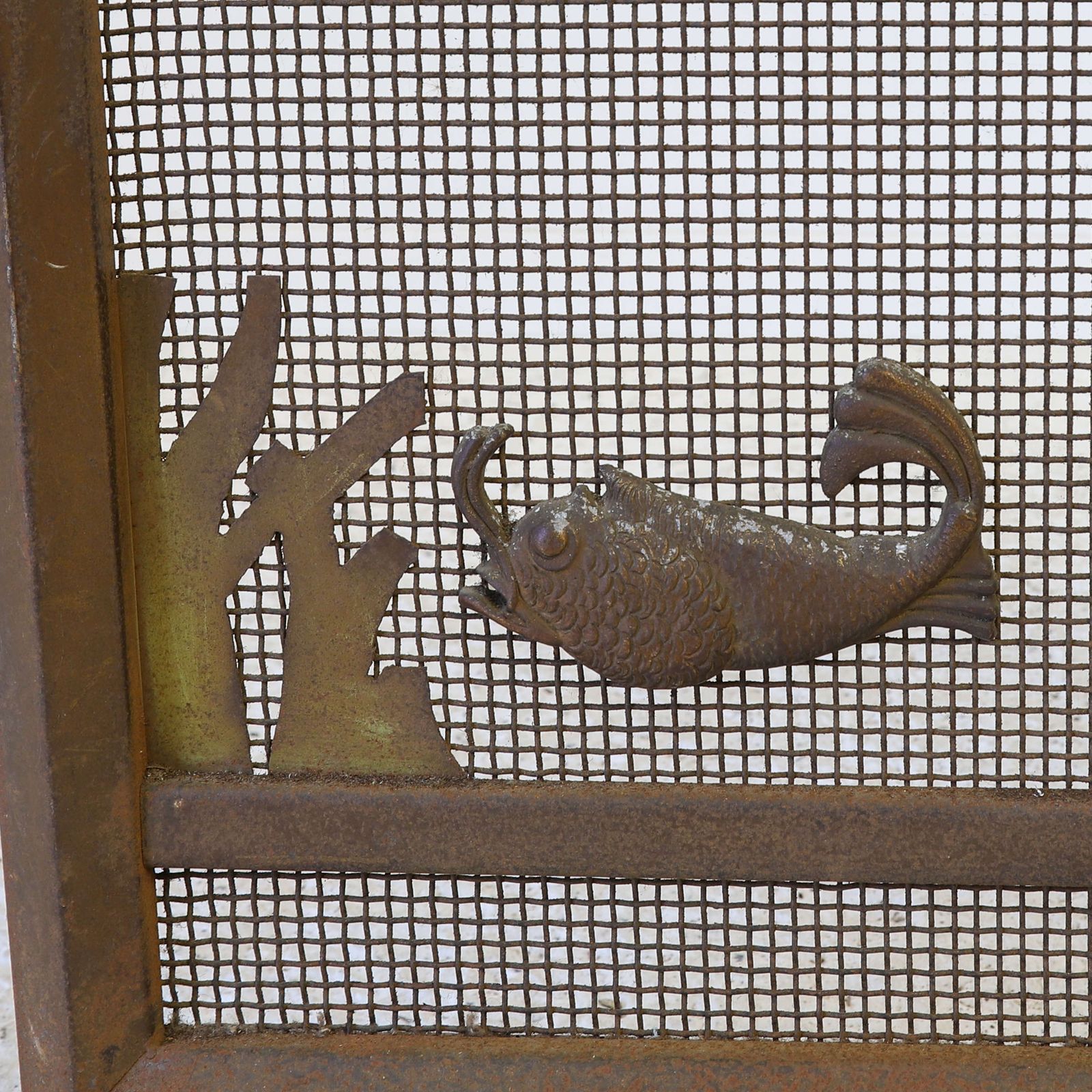 Vintage Mid 20th Century Metal Decorated Fireplace Screen photo buy