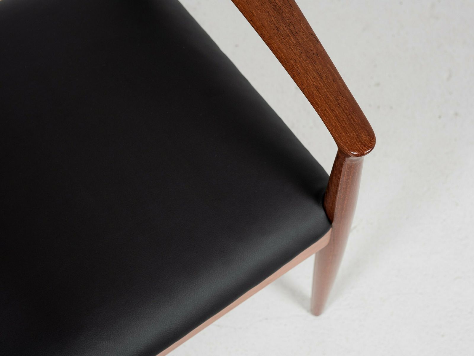 Furniture Midcentury Danish Chair With Armrests In Teak And New Skai By Arne Vodder For Vamo 1960s photo