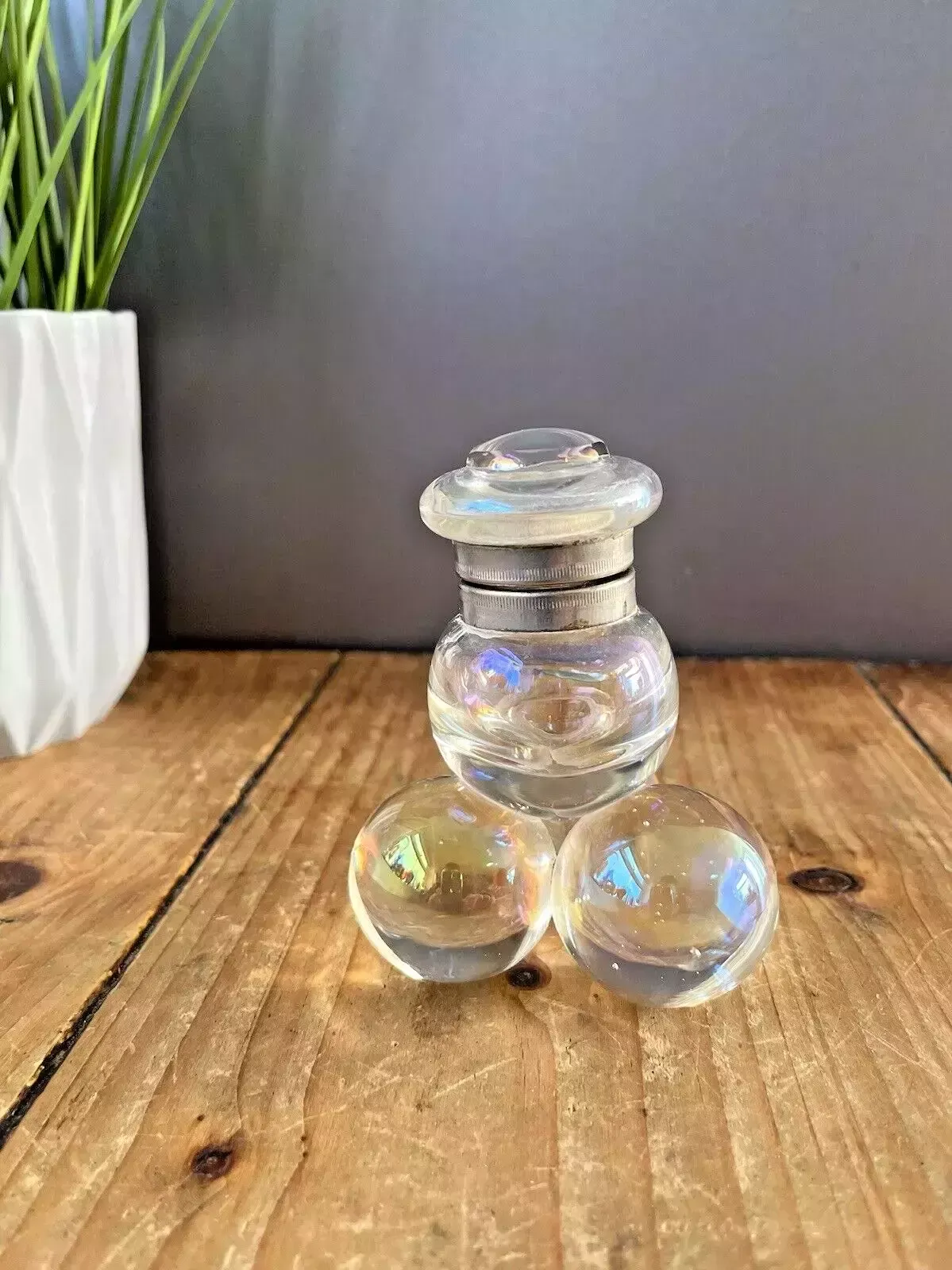 photo buy Antique 19thc Bohemian Czech Lightly Iridescent Soap Bubble Desk Inkwell Harrach