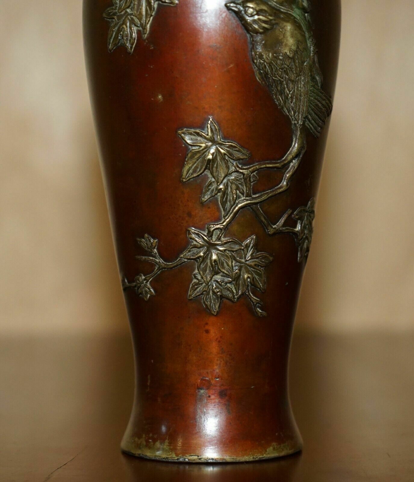 Stunning Signed Antique Circa 1870 Japanese Vase Depicting A Bird On A Branch photo Home Decor