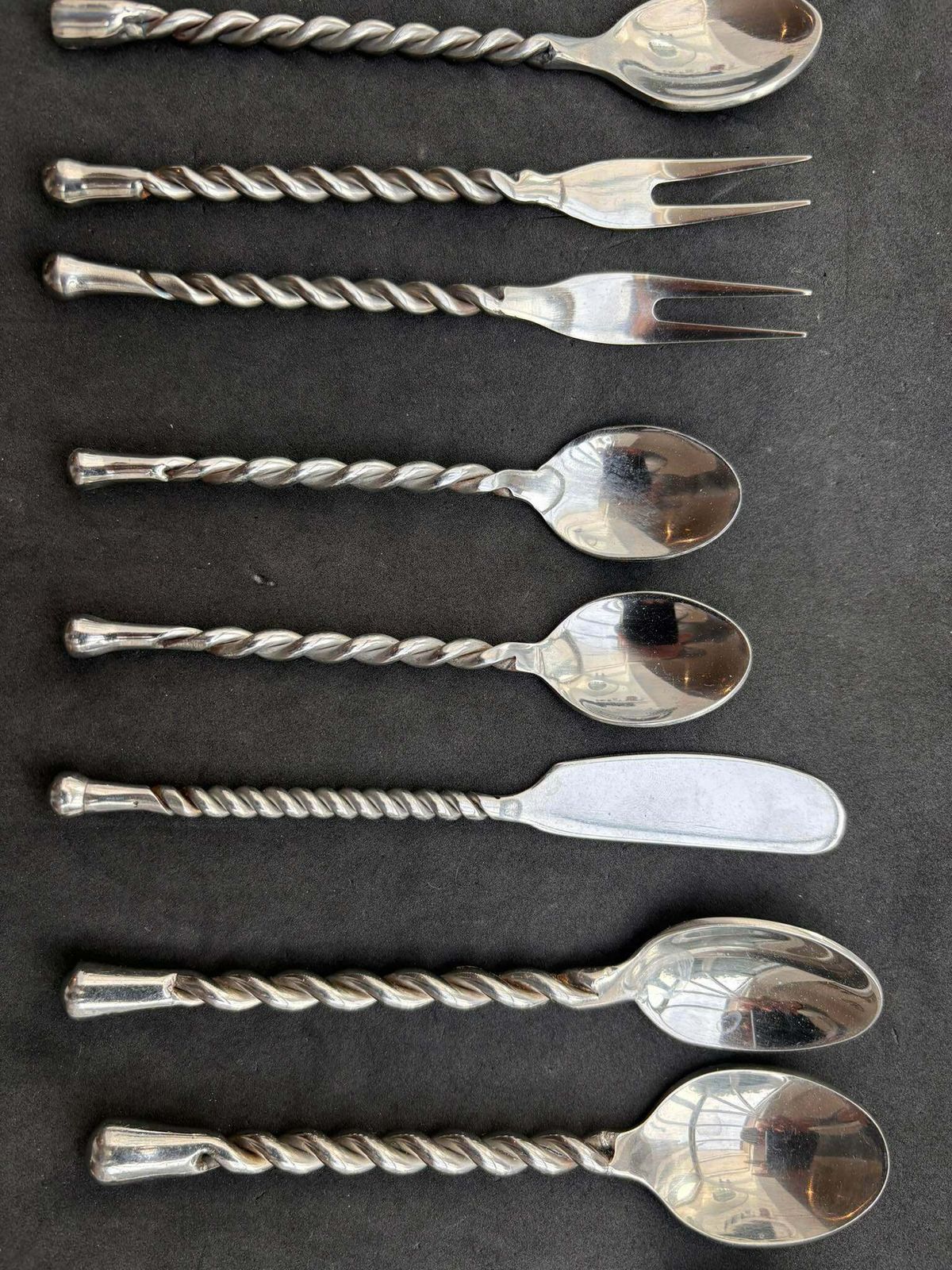 Set Of 11 Flatware Forged Cutlery French Spare Twisted Brutalist Decor Medieval Style Gift Postmodern Replacement Single Flatware photo furniture