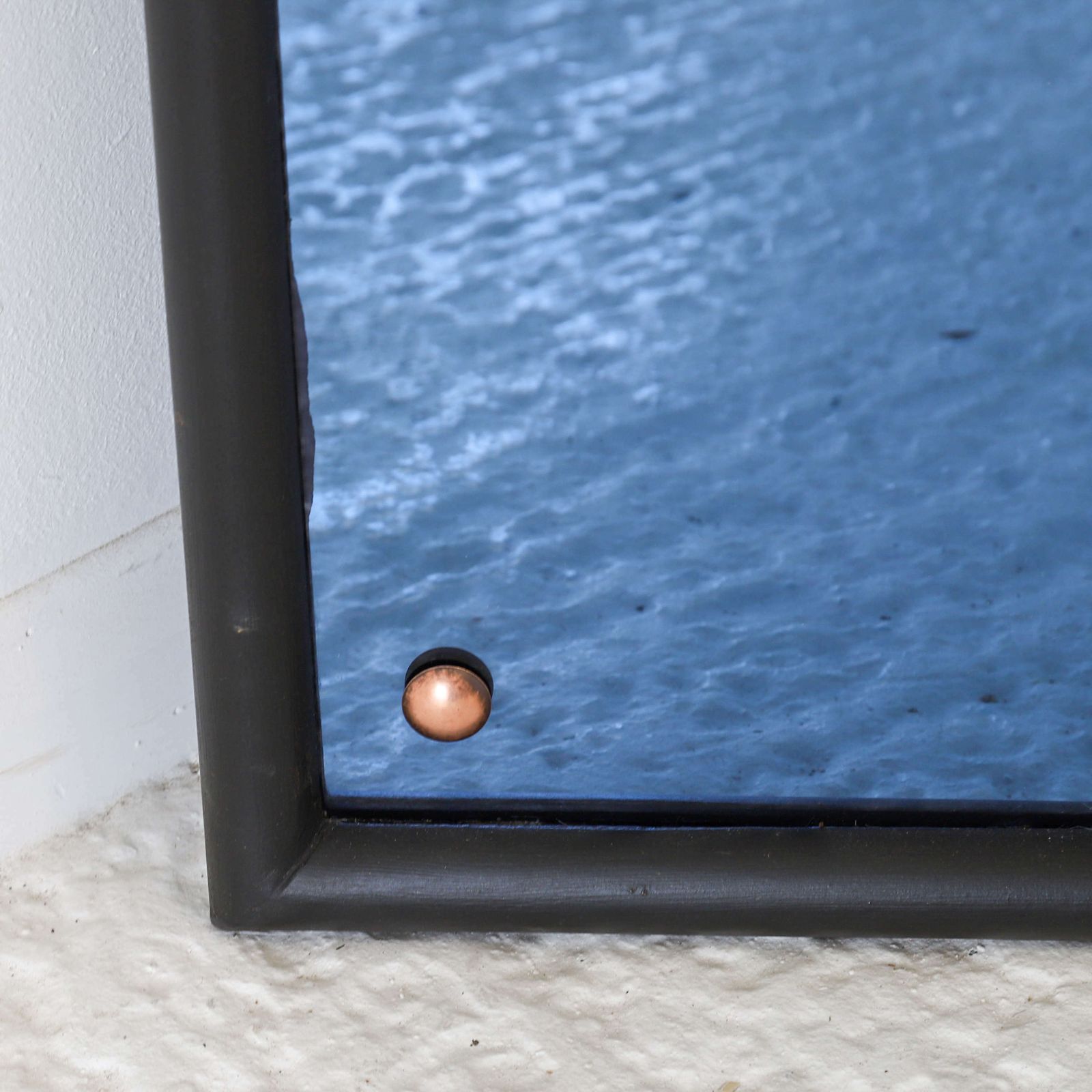 English Art Deco Panel   Blue Glass With Copper   English C 1930s photo for sale
