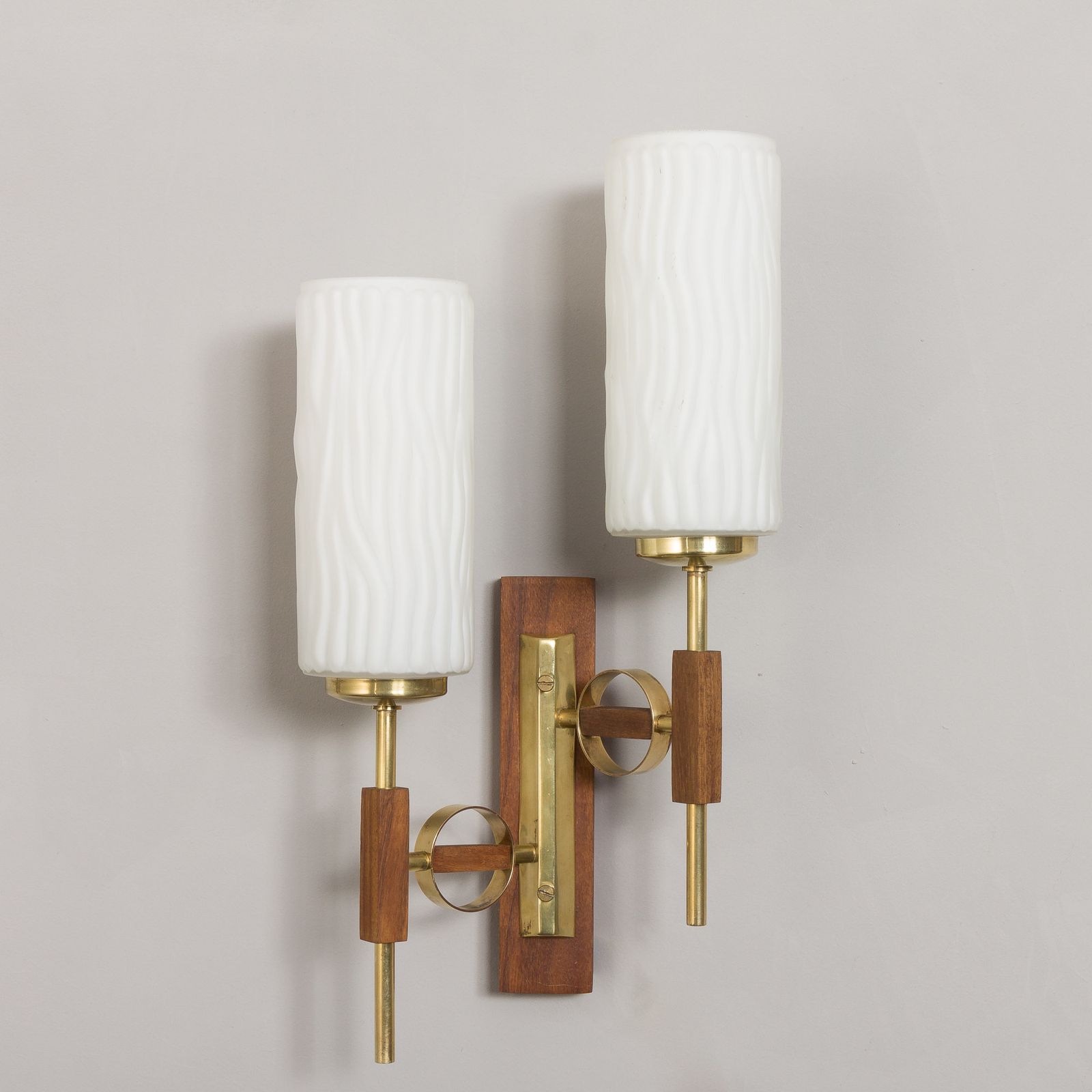 Pair Of Teak And Brass Wall Sconces In The Style Of Lunel, 1960s photo 1080.0