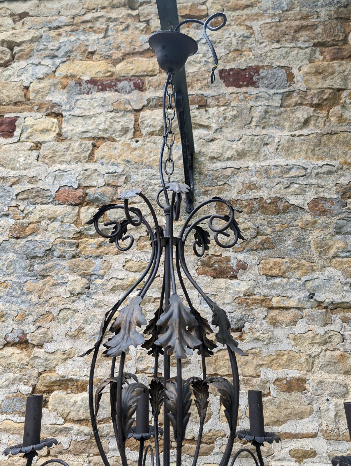 Antique, Metal, 8 Branch, Wired Chandelier photo vintage