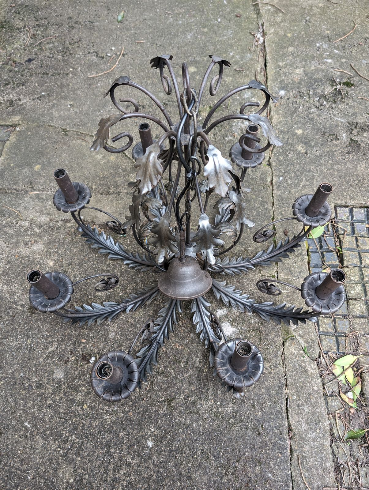 photo for sale Antique, Metal, 8 Branch, Wired Chandelier