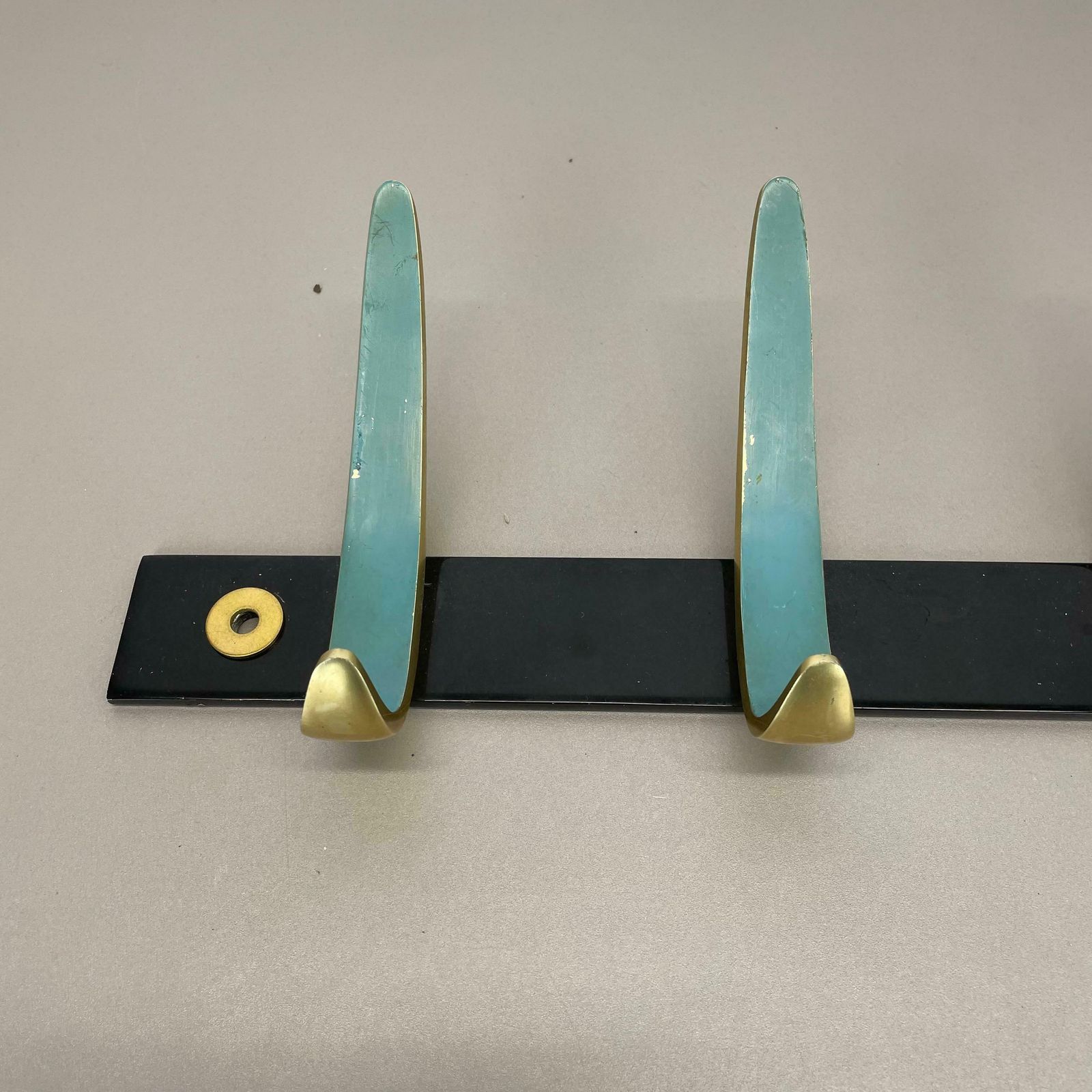 Large 100cm Auböck Style Metal Wardrobe Hook Coat Rack Element, France 1950s photo Furniture