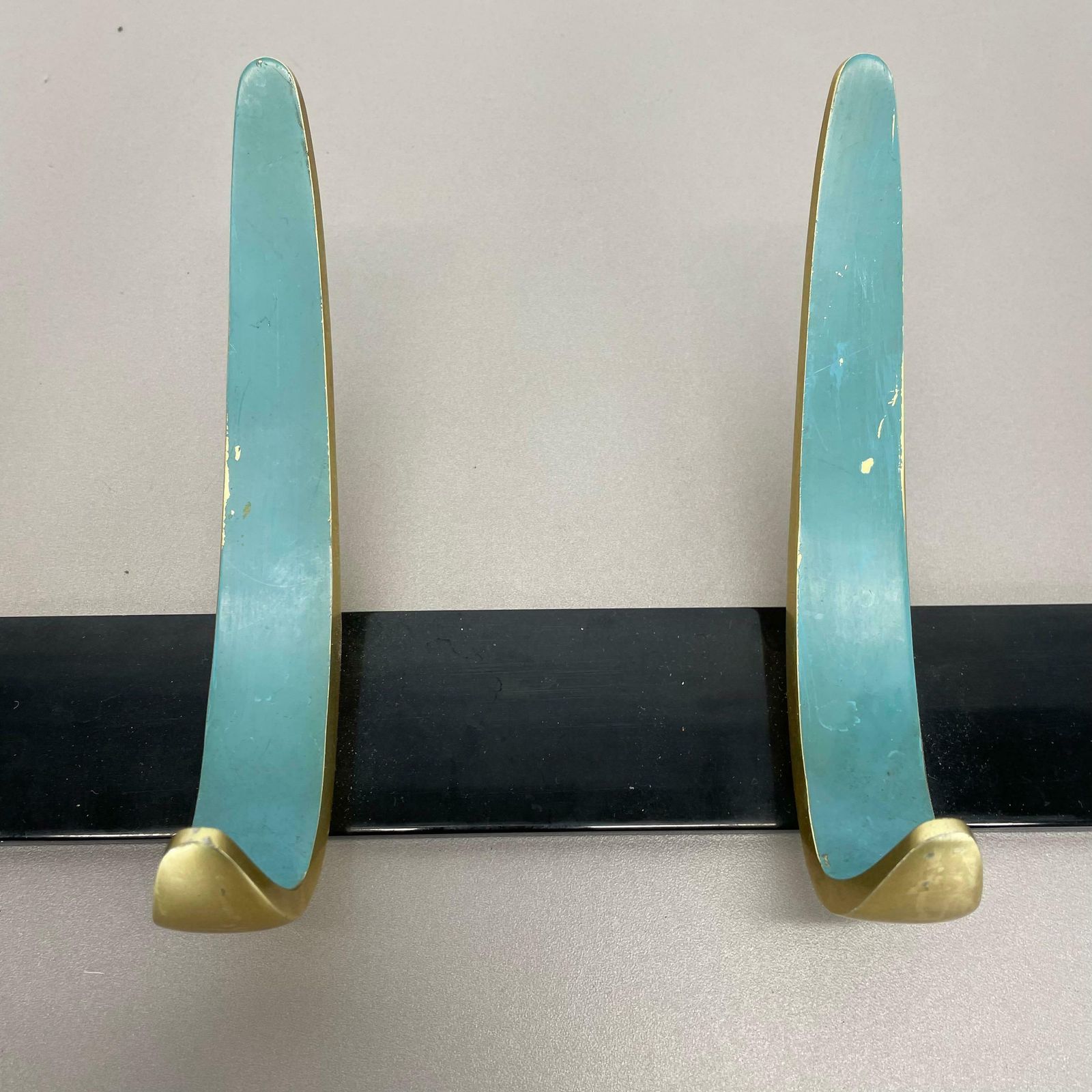 Large 100cm Auböck Style Metal Wardrobe Hook Coat Rack Element, France 1950s photo vinterior