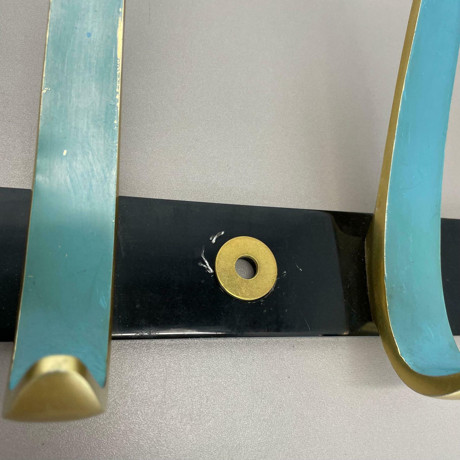 photo furniture Large 100cm Auböck Style Metal Wardrobe Hook Coat Rack Element, France 1950s