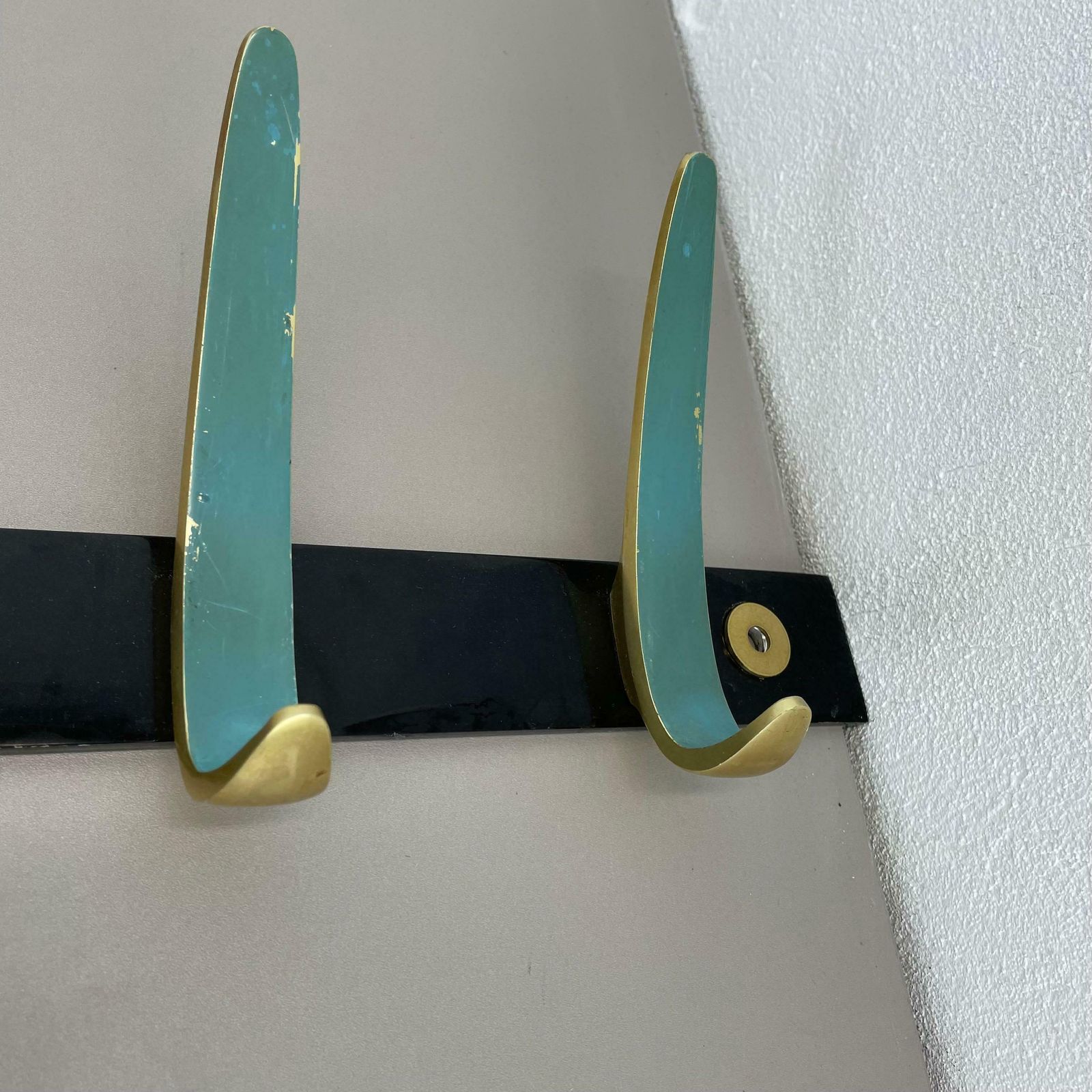 Furniture Large 100cm Auböck Style Metal Wardrobe Hook Coat Rack Element, France 1950s photo