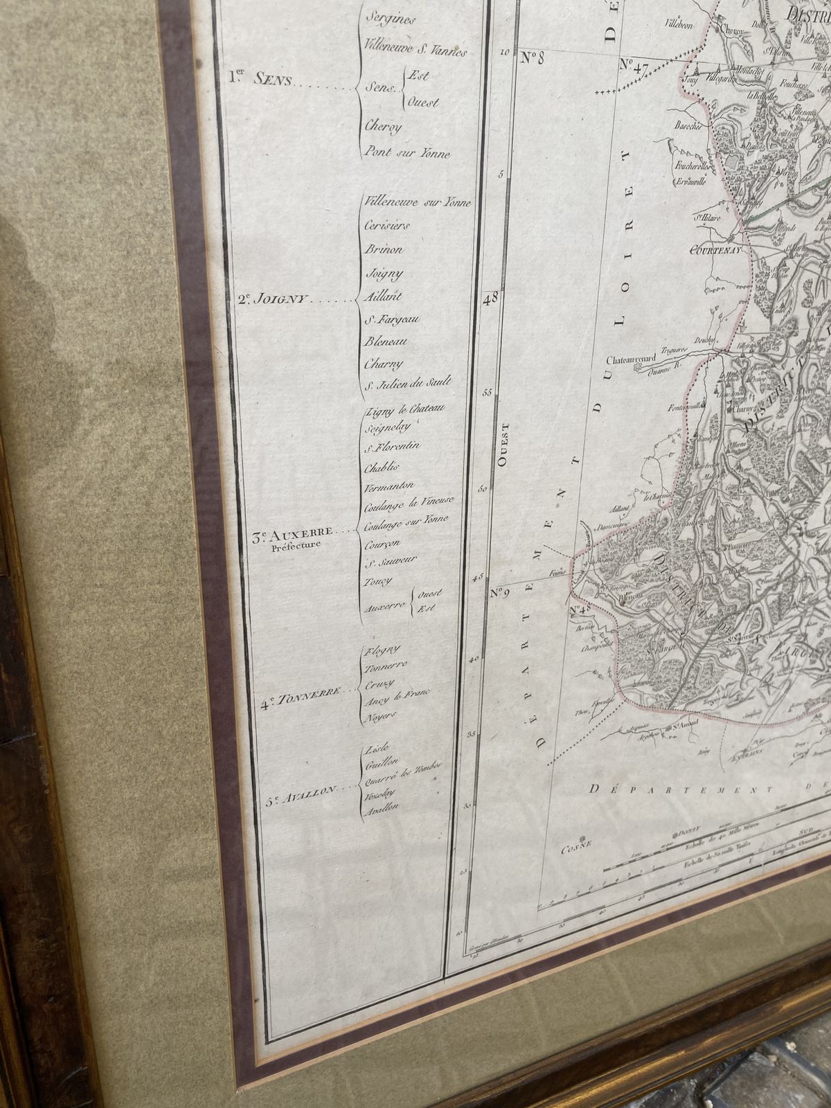 Large 18th C Framed French Map By Chanlaire And Dumez Of L’yonne photo 685.0