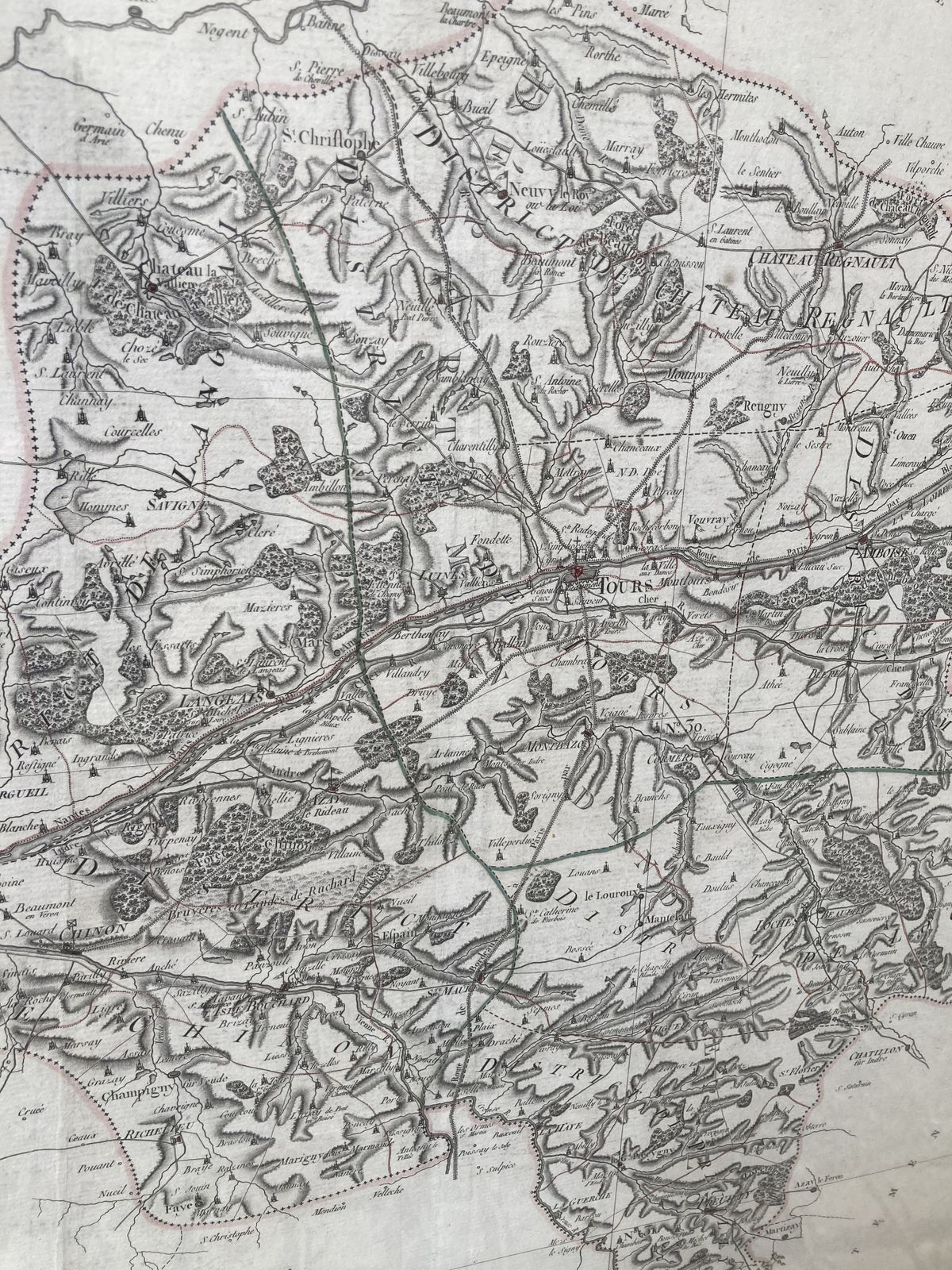 Large 18th C Framed French Map By Chanlaire And Dumez Of D’indre De Loire photo furniture