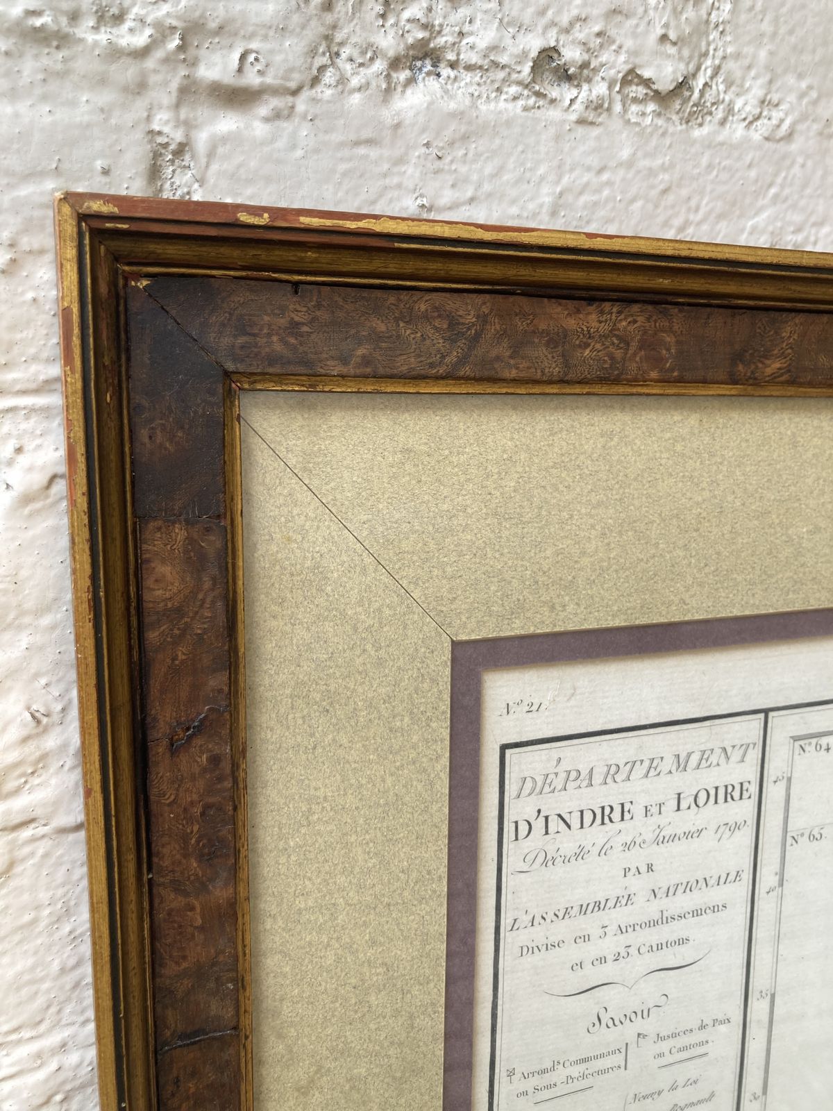 Large 18th C Framed French Map By Chanlaire And Dumez Of D’indre De Loire photo vinterior
