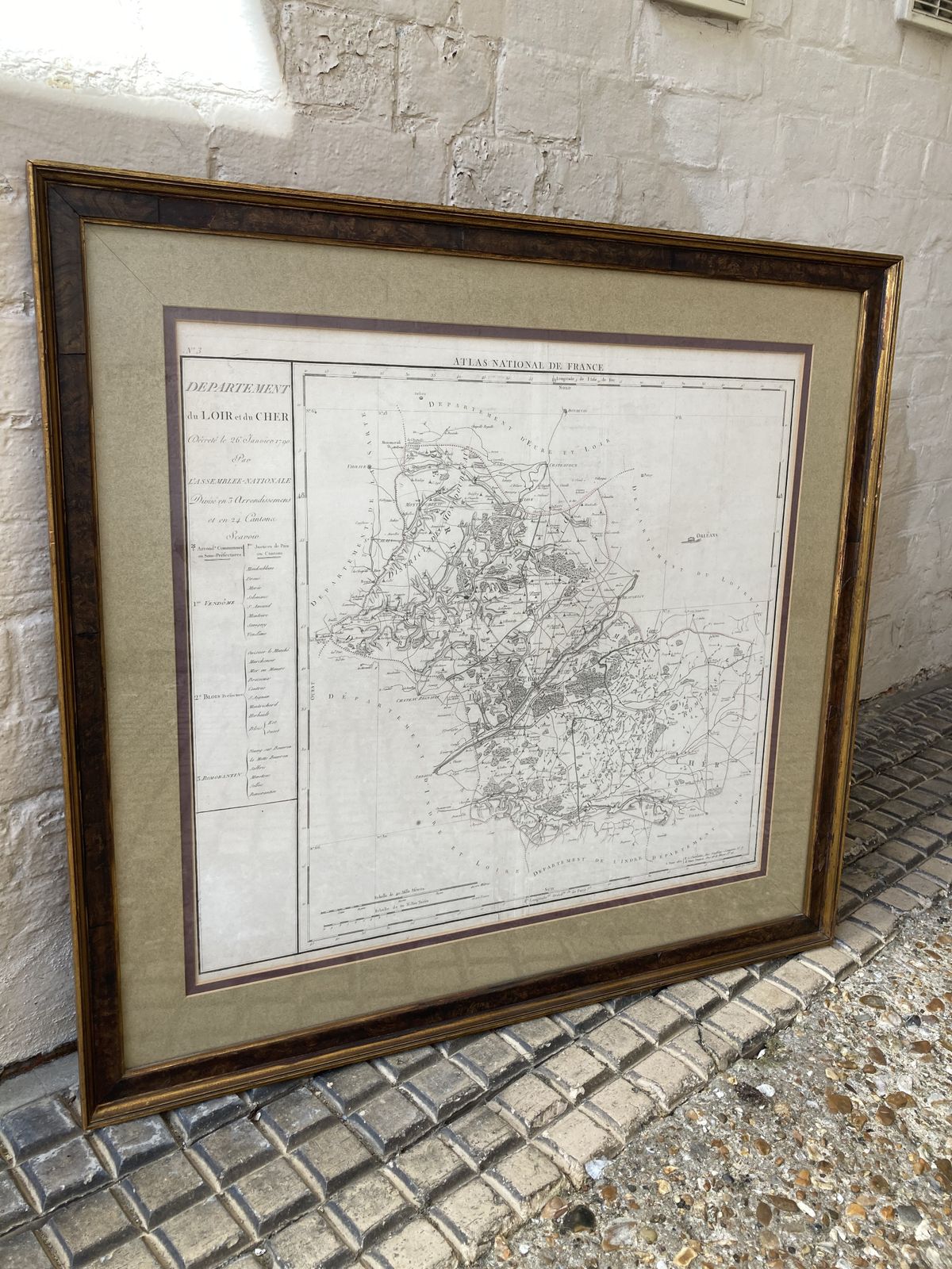 Large 18th C Framed French Map By Chanlaire And Dumez Of De Loir Et Da Cher