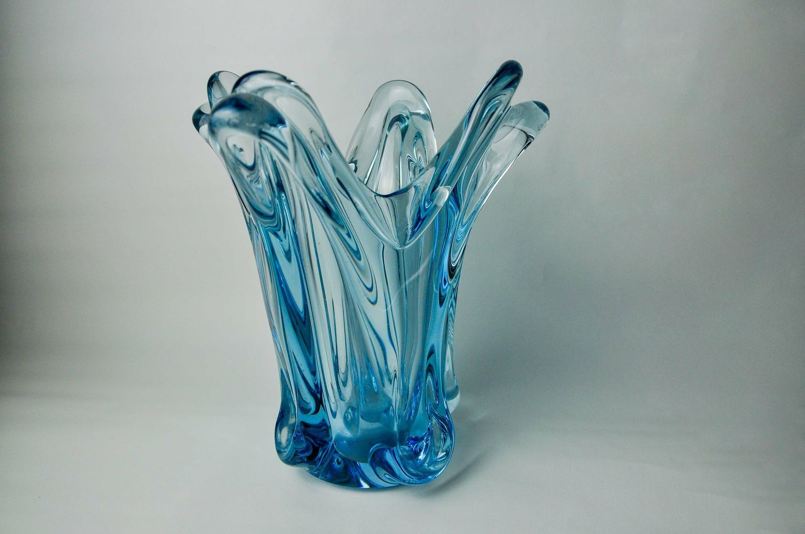 Blue Seguso Vase In Murano Glass, Italy, 1970 photo for sale