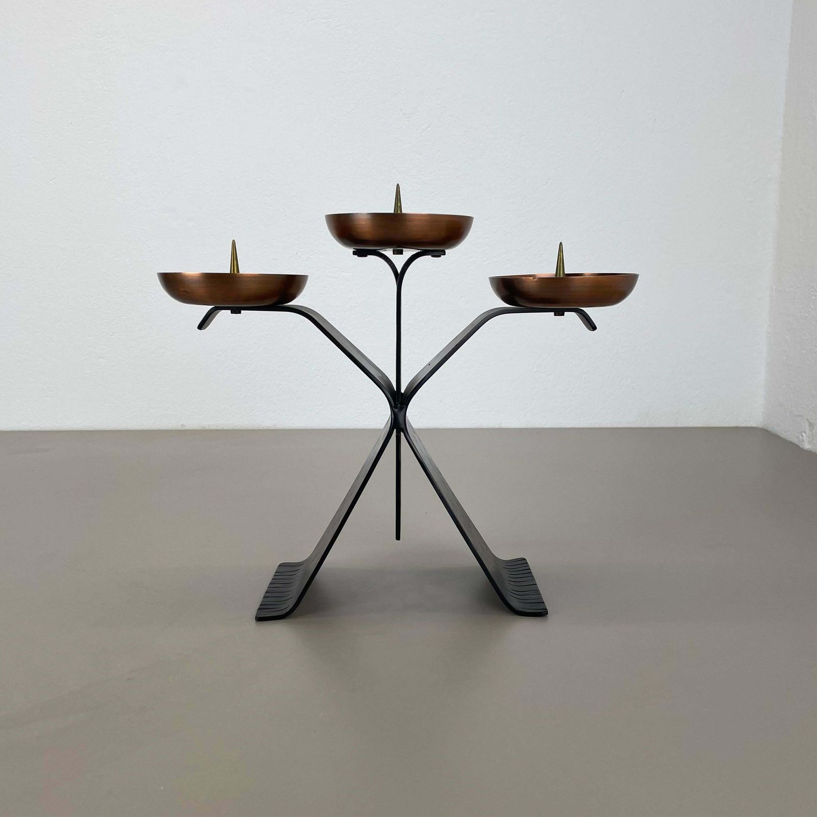 Modernist Auböck Style Brutalist Copper And Metal Candleholder, Austria 1970s photo furniture