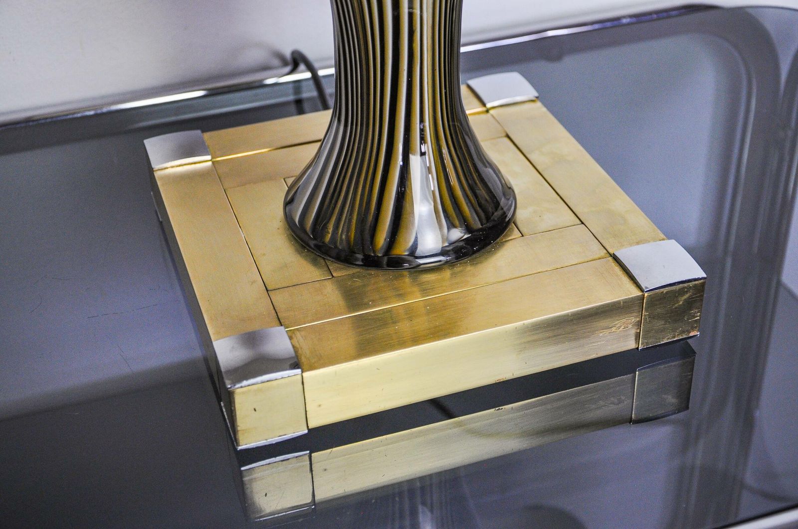 Bd Lumica Table Lamp, Murano Glass And Brass, Italy, 1970 photo 1057.0