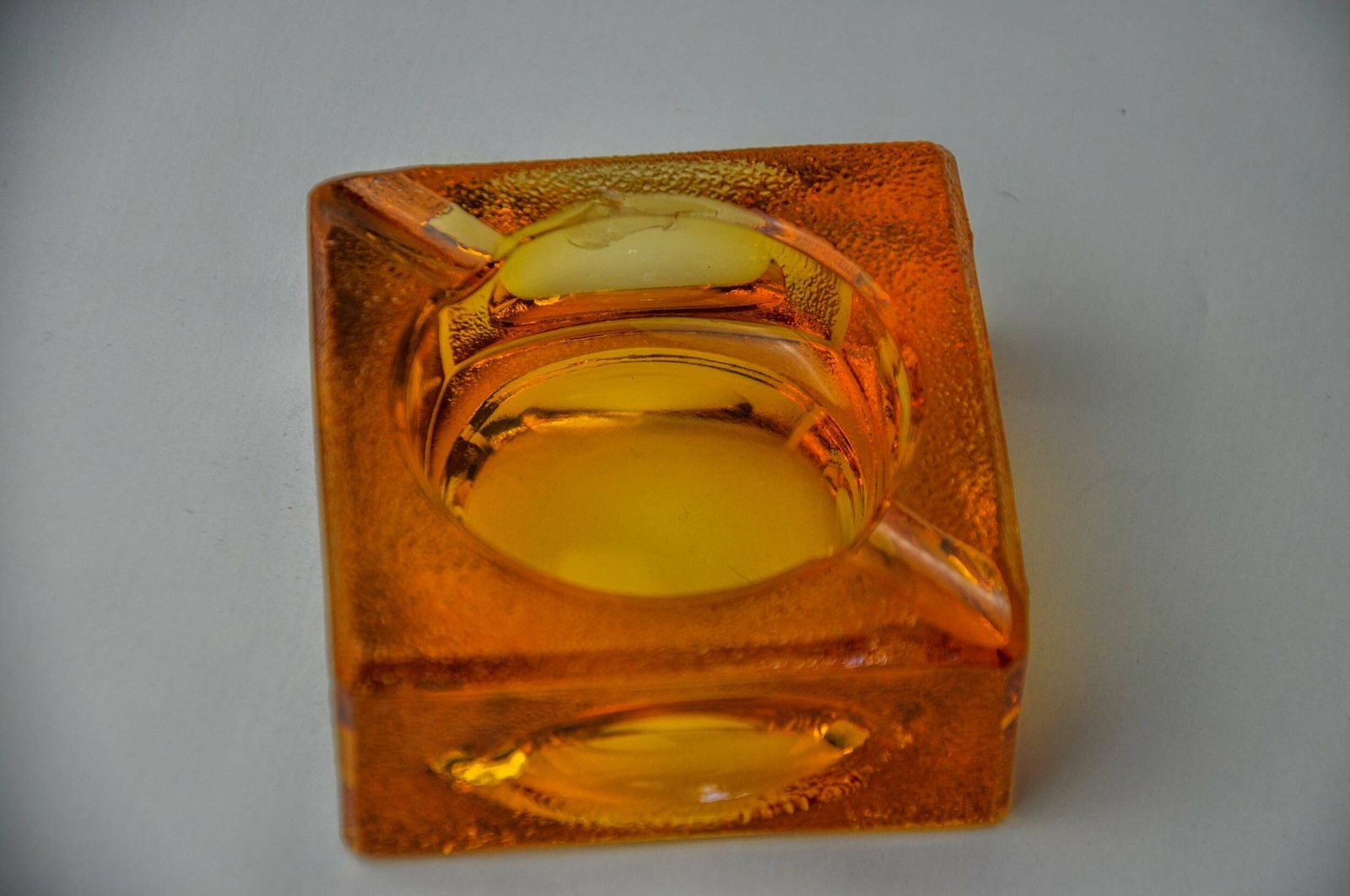 Orange Ice Cube Ashtray By Antonio Imperatore, Murano Glass, Italy, 1970 photo vinterior
