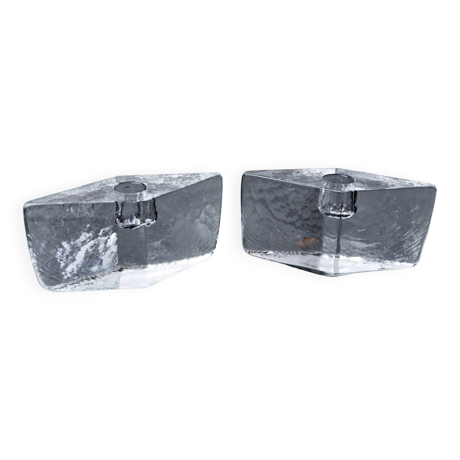 Pair Of Icicle Candlesticks, Murano Glass, Italy, 1970