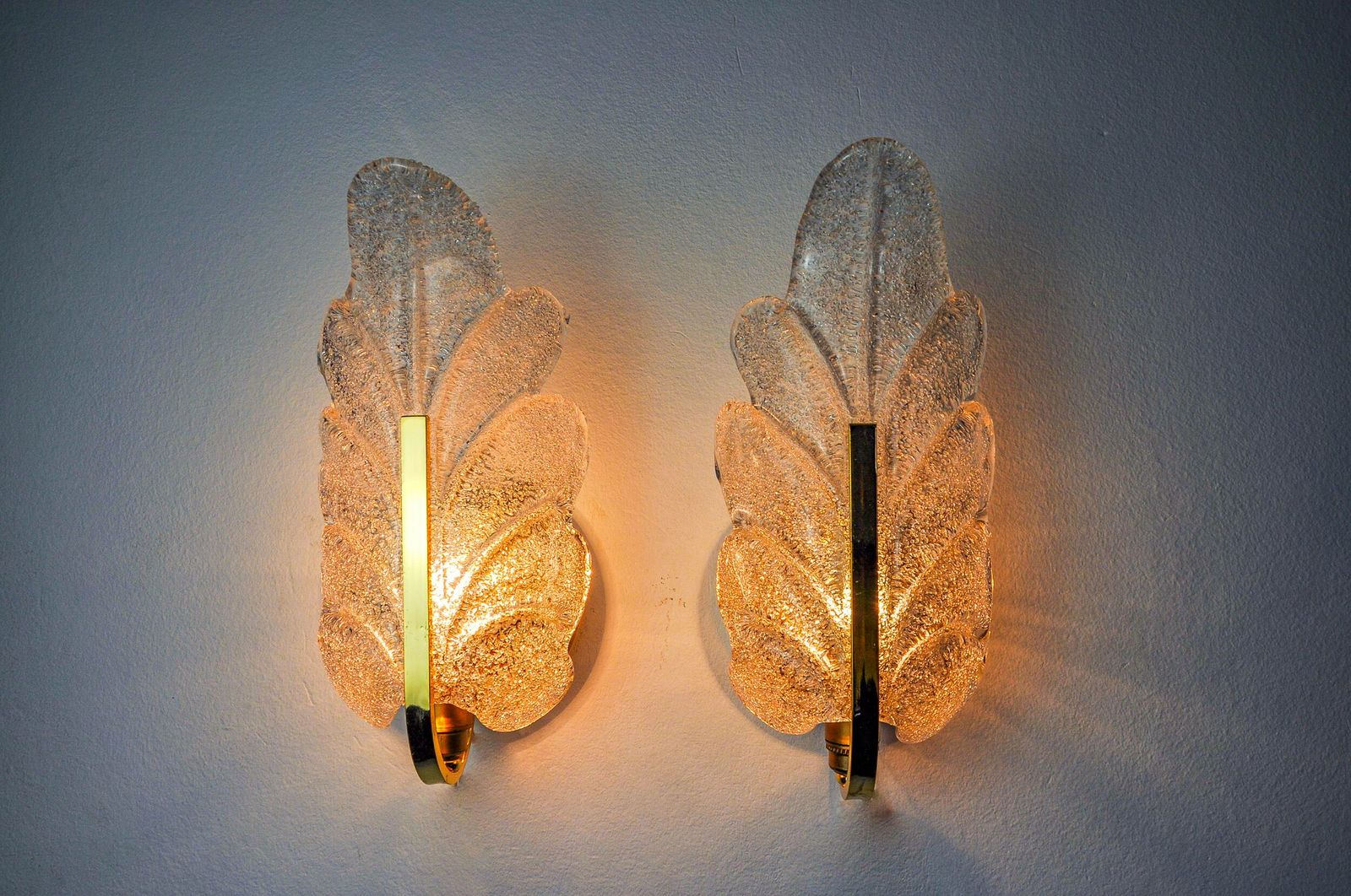 Pair Of "Leaf" Wall Lights By Carl Fagerlund, Murano Glass, Germany, 1970 photo furniture