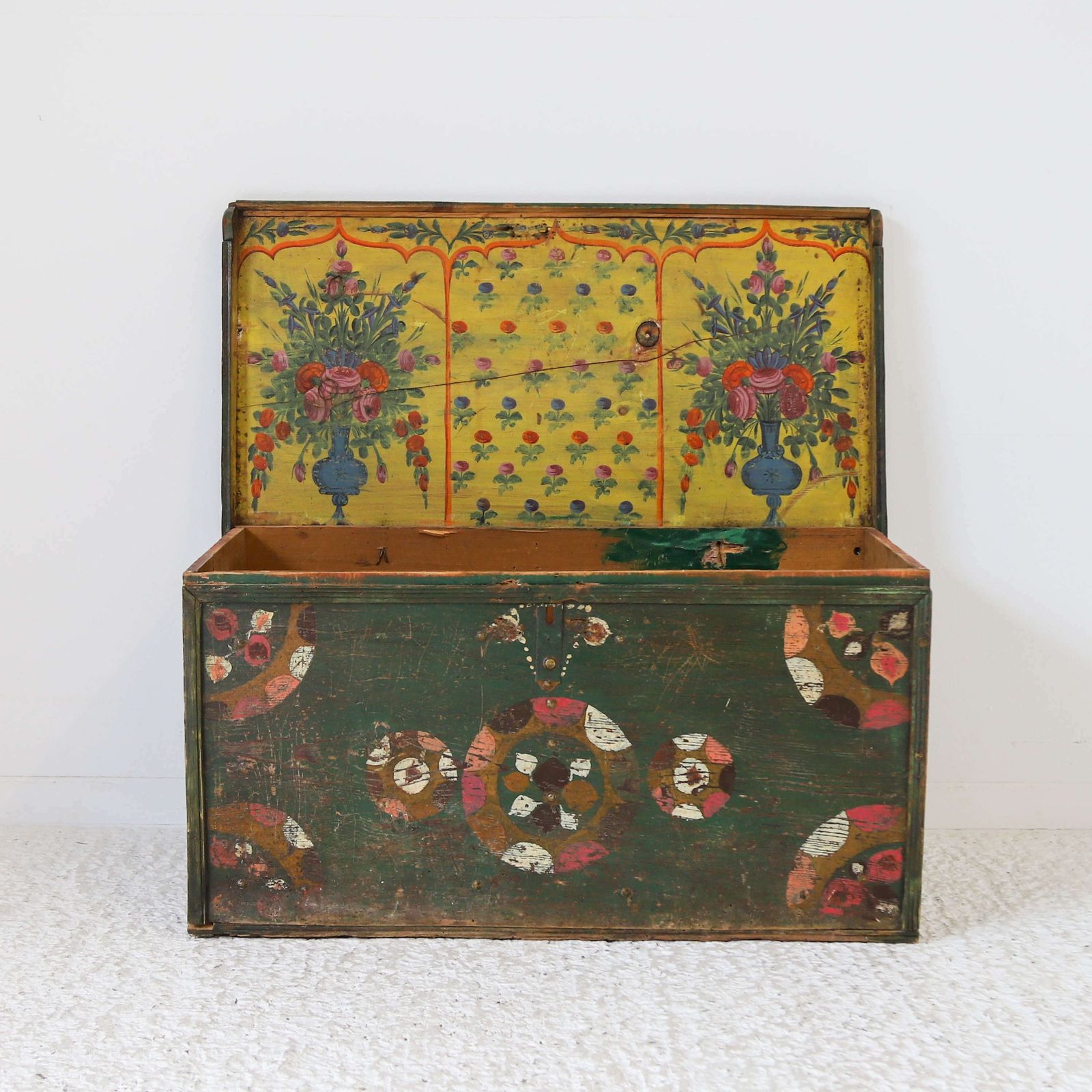 photo furniture 19th Century Romanian Hand Painted Marriage Chest