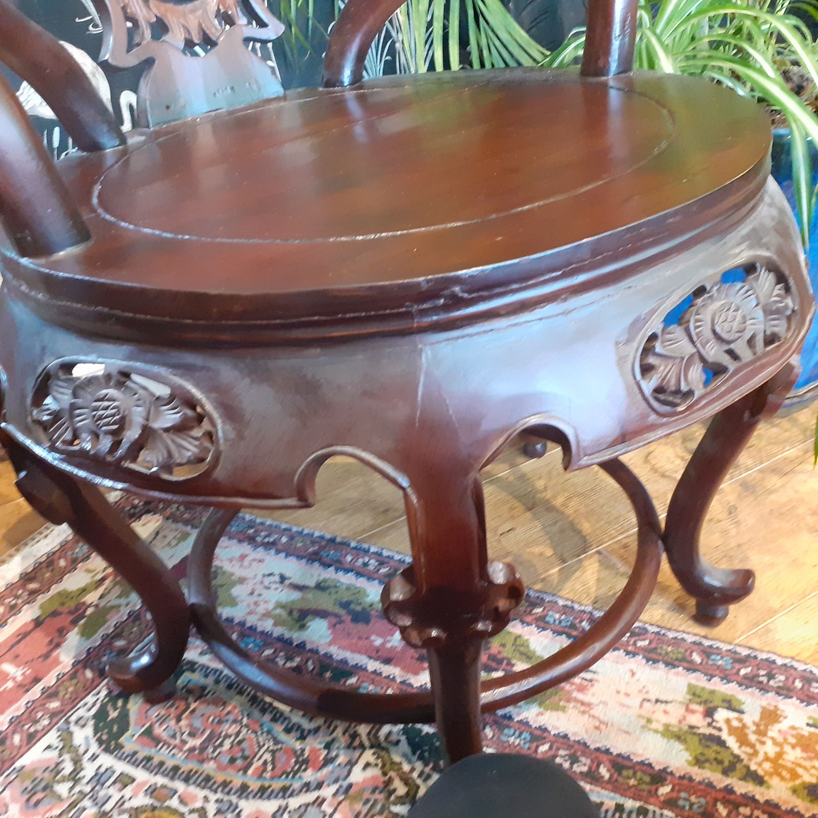 Semi Antique, 1960s, Chinese, Mahogany Handcrafted Chair In Very Good Condition  With No Damage Or Scratches