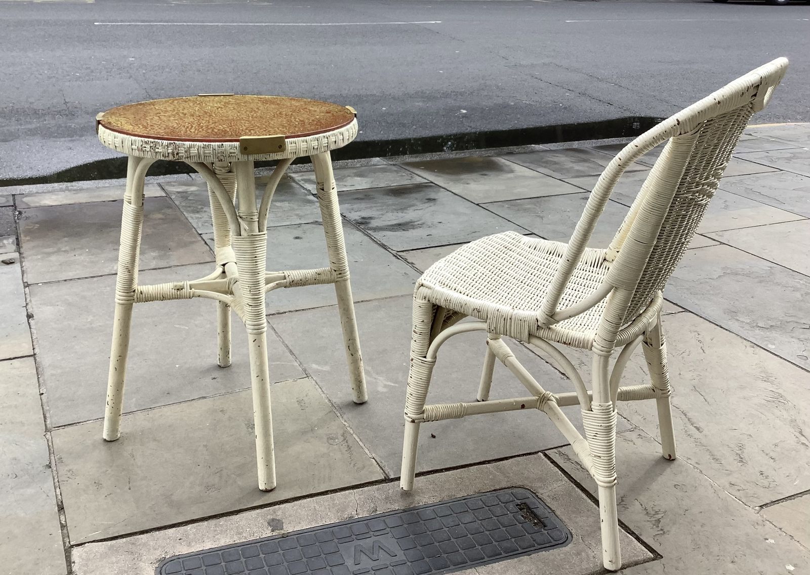 Rare  Cane Table And Chair By Angraves Of Leicester,And  Dryad