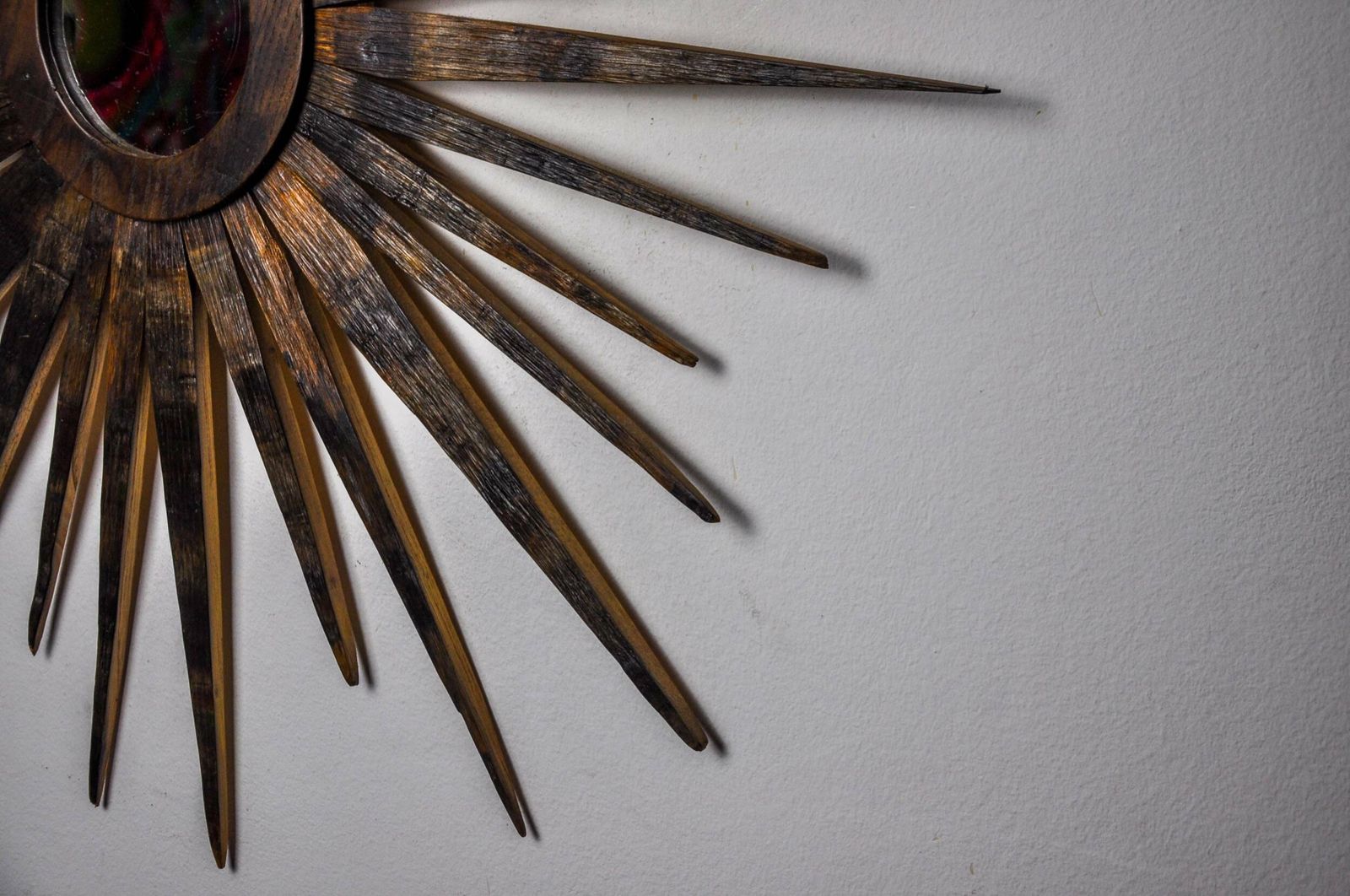 Xl Wooden Sun Mirror, France, 1960, 80 Cm photo for sale
