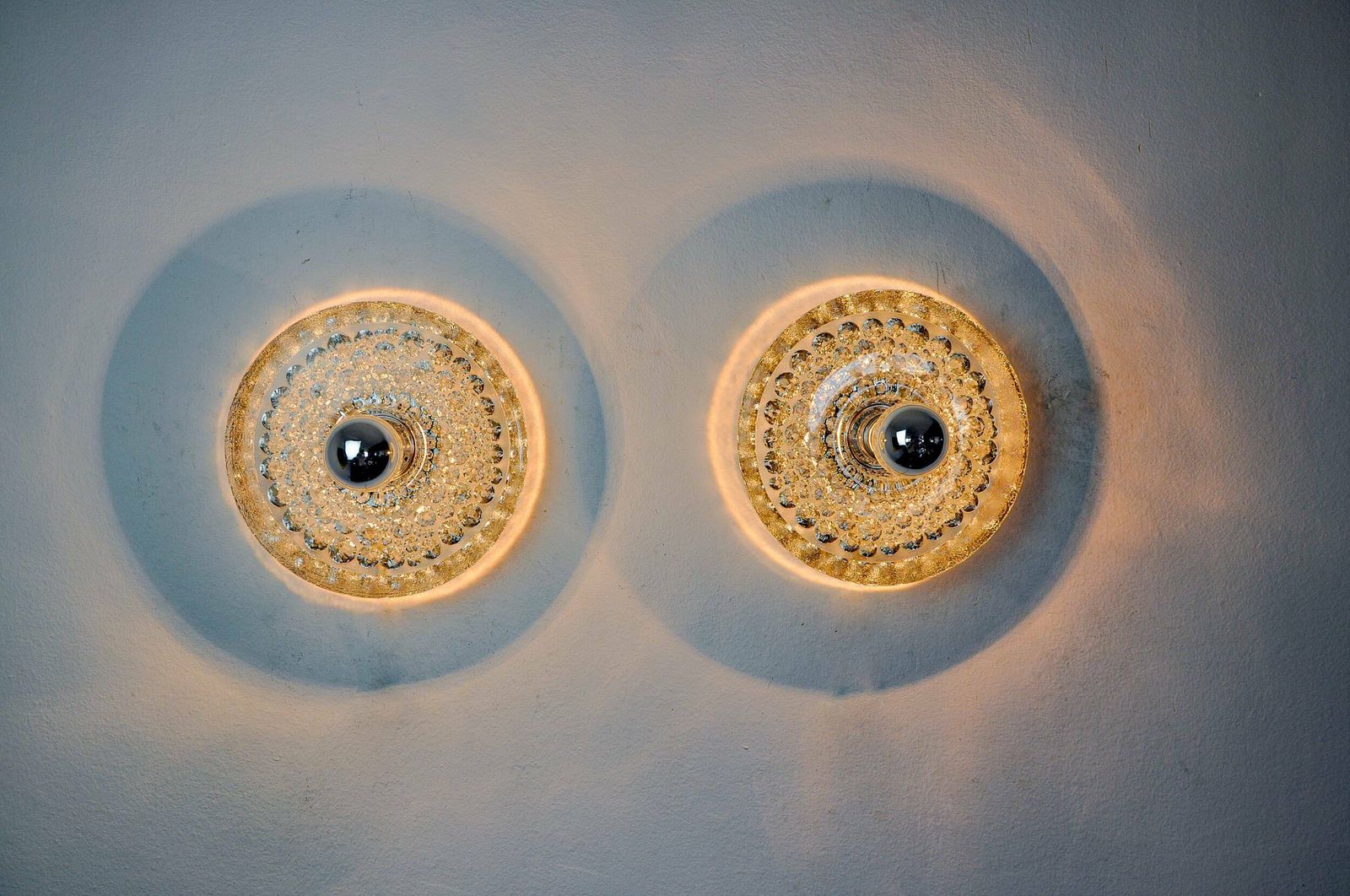 Pair Of Space Age Wall Lights By Peill & Putzler, Blown Murano Glass, Germany, 1970 photo furniture