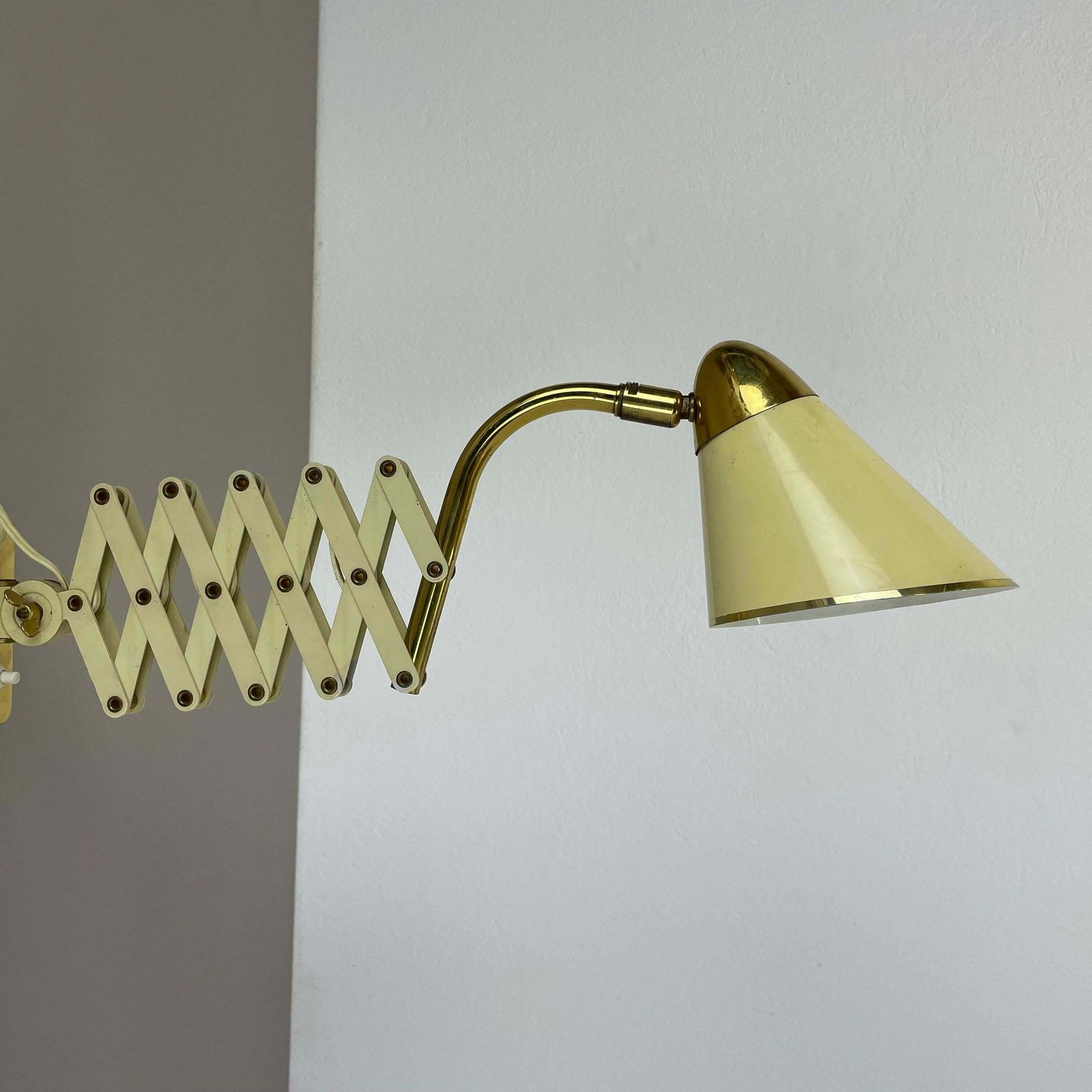 Original Scissors Wall Light Brass And Metal By Sis Leuchten, Germany 1950s photo Lighting