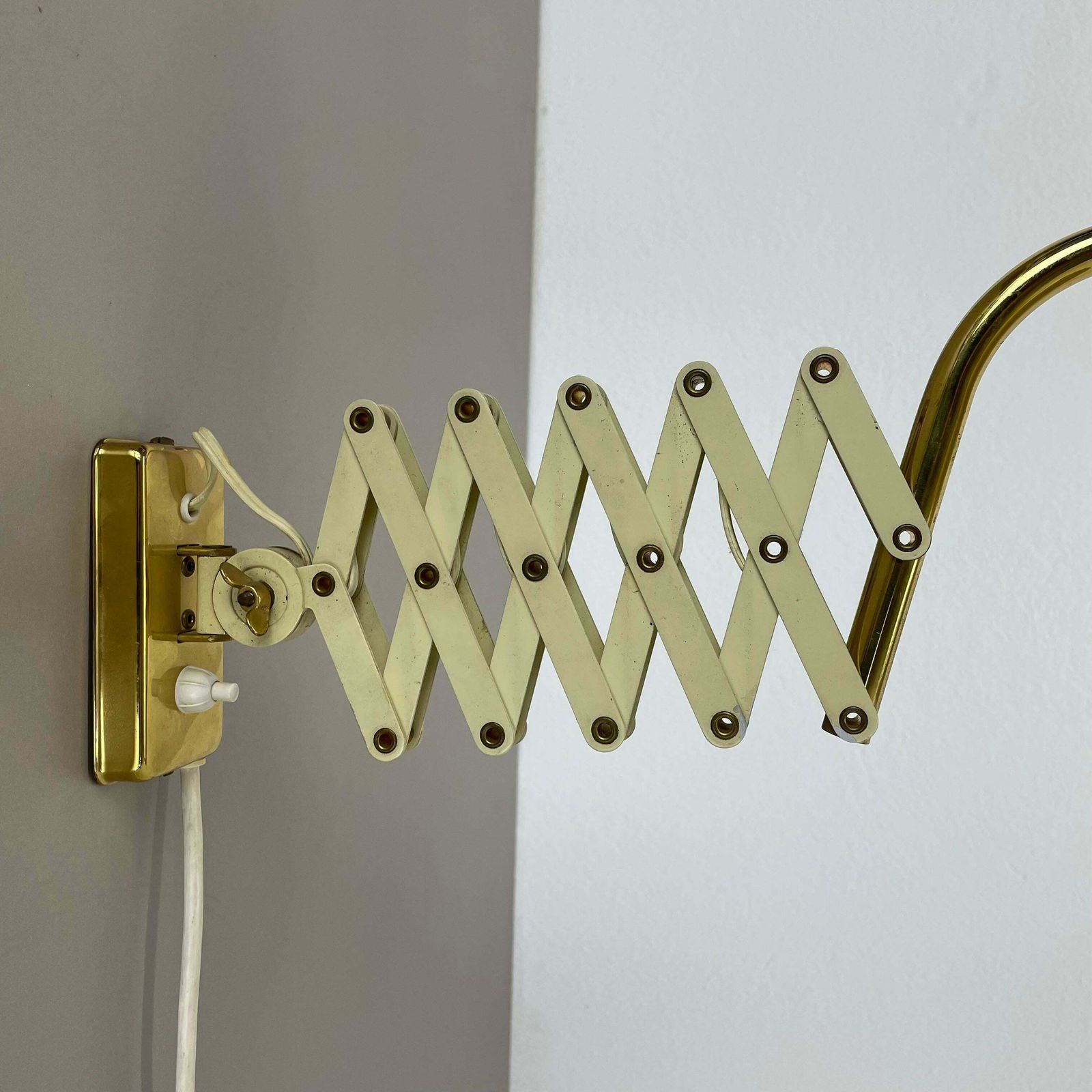 Original Scissors Wall Light Brass And Metal By Sis Leuchten, Germany 1950s photo vintage