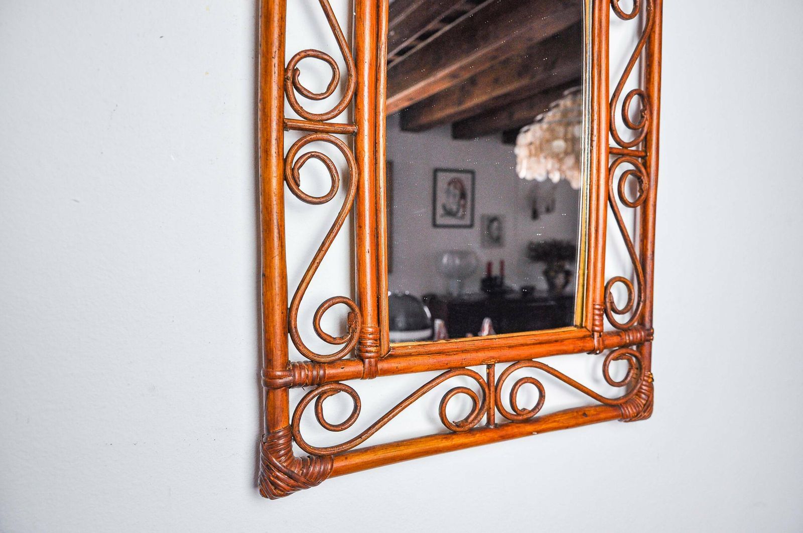 Bamboo Mirror By Franco Albini For Bonacina, Italy 1960 photo Home Decor