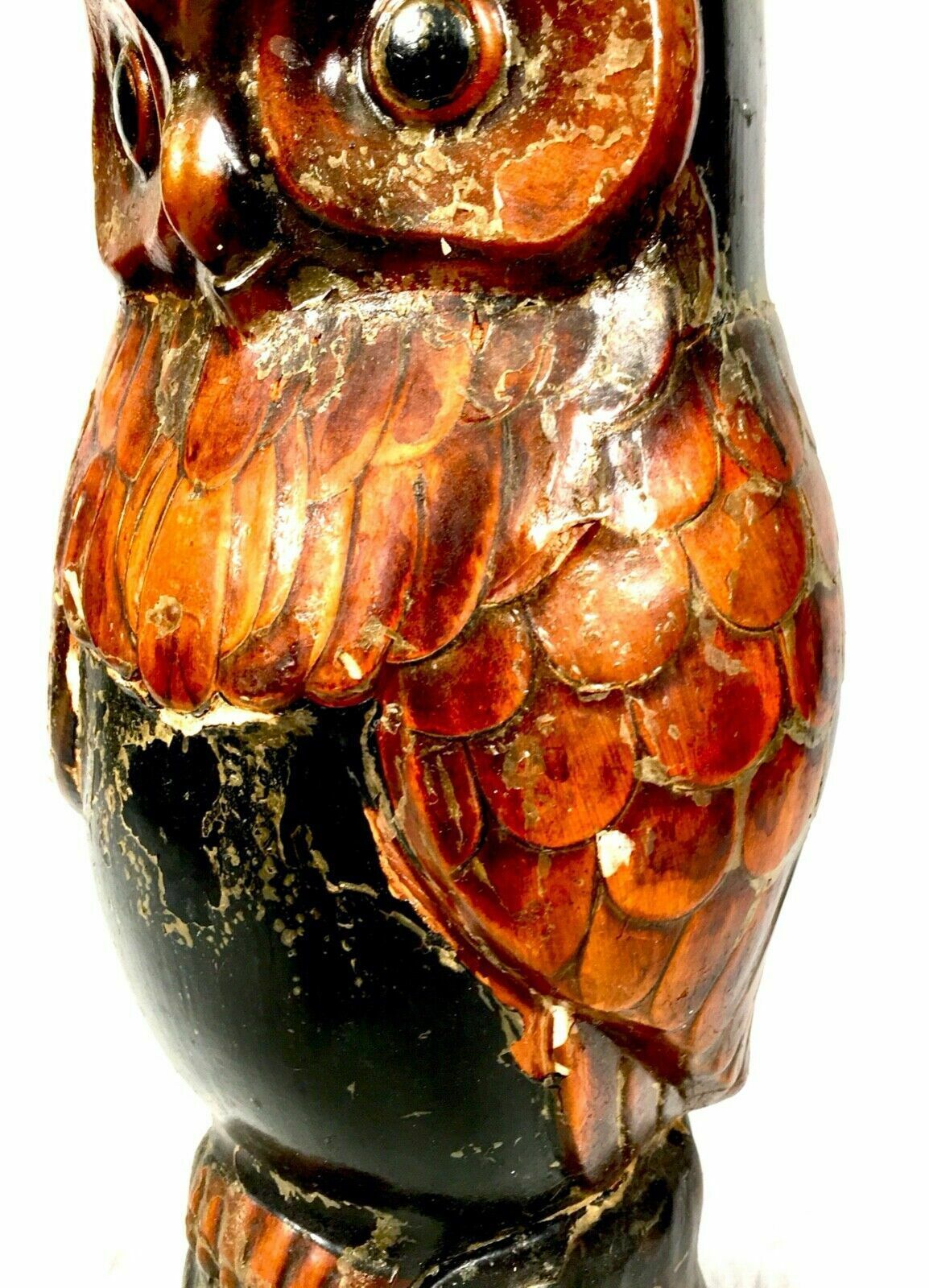 Antique Victorian Papier Mâche / Plaster Stick Stand In Owl Form / 19th Century photo buy