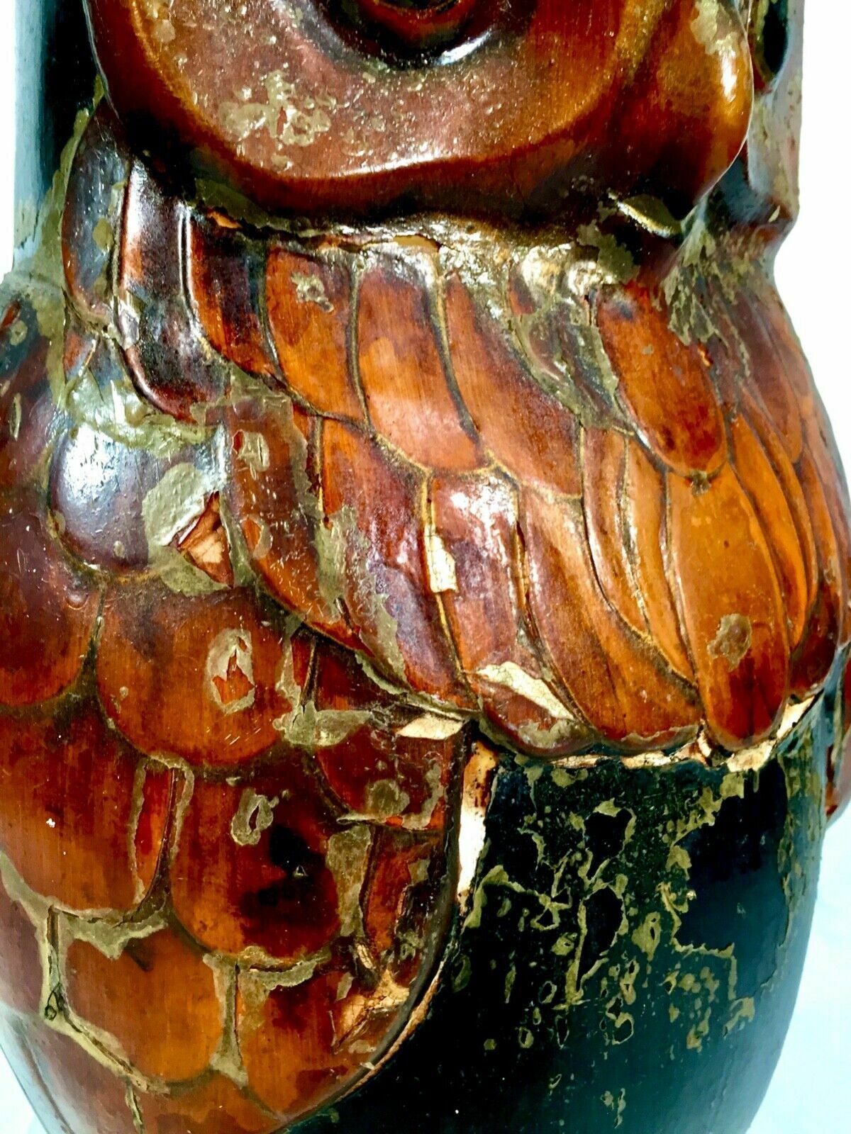 photo furniture Antique Victorian Papier Mâche / Plaster Stick Stand In Owl Form / 19th Century