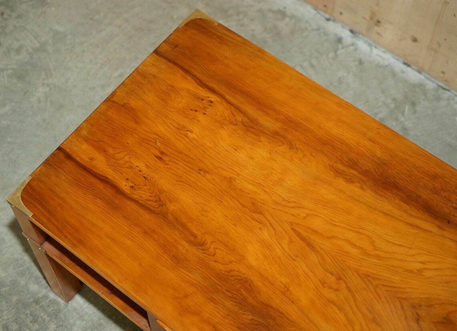 Fully Restored French Polished Burr Yew Wood Military Campaign Coffee Table photo 1350.0