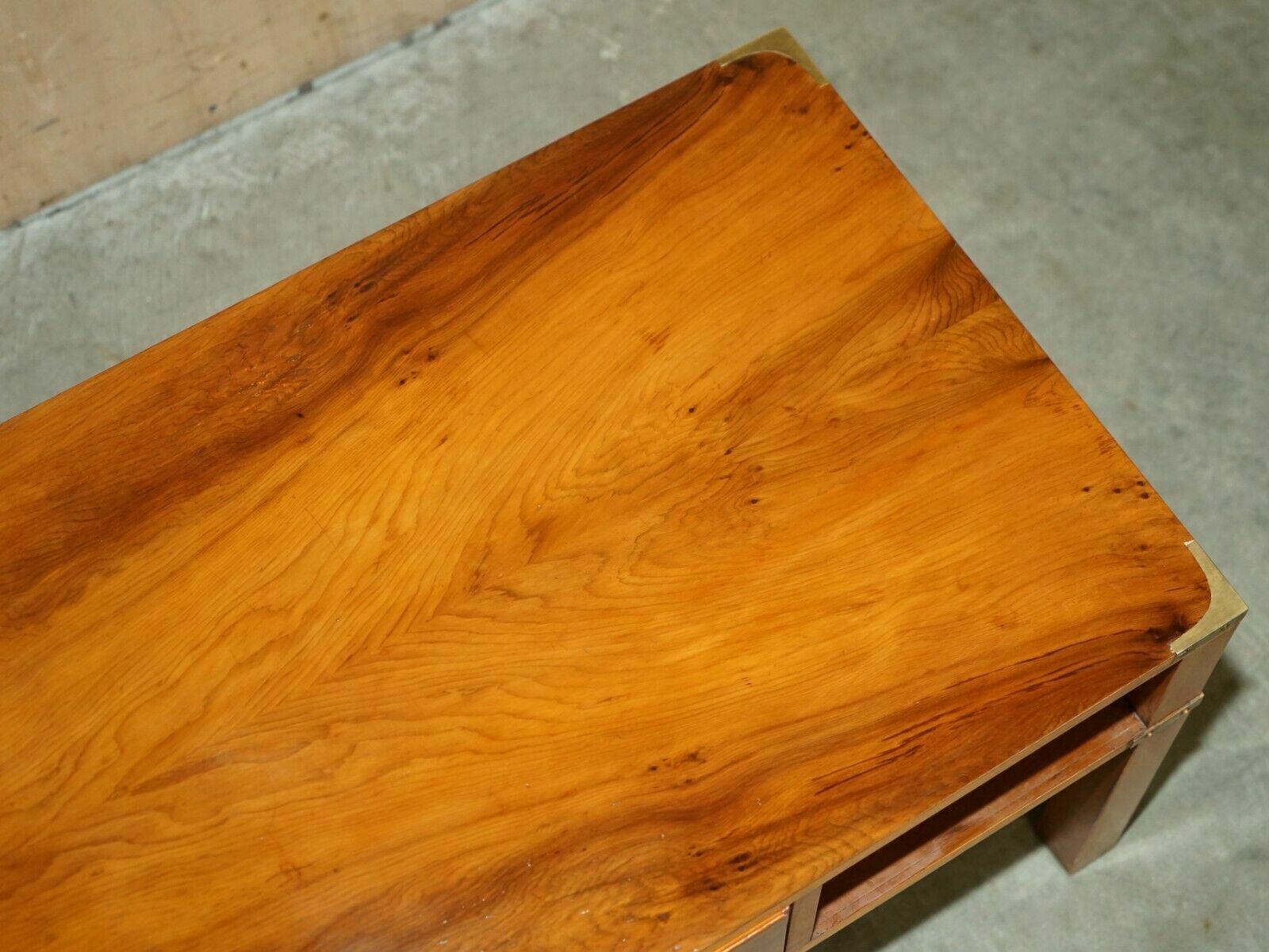 Fully Restored French Polished Burr Yew Wood Military Campaign Coffee Table photo buy