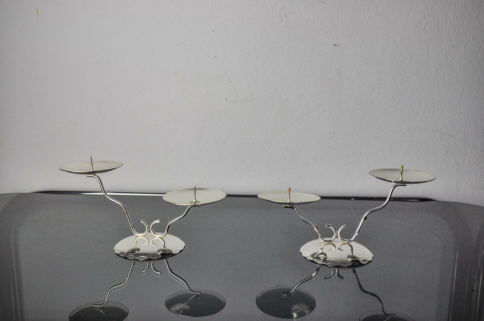 photo furniture Pair Of Art Deco 2 Flame Candlesticks, Spain, 1980