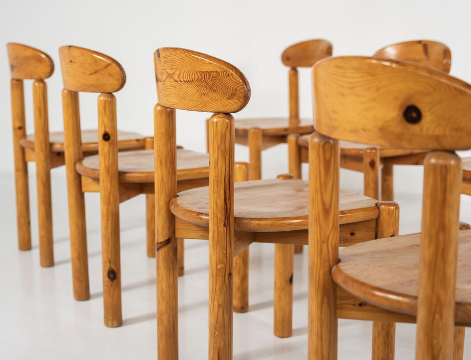 photo buy Mid Century Set Of 8 Pitchpin Chairs By Rainer Daumiller, 1970s