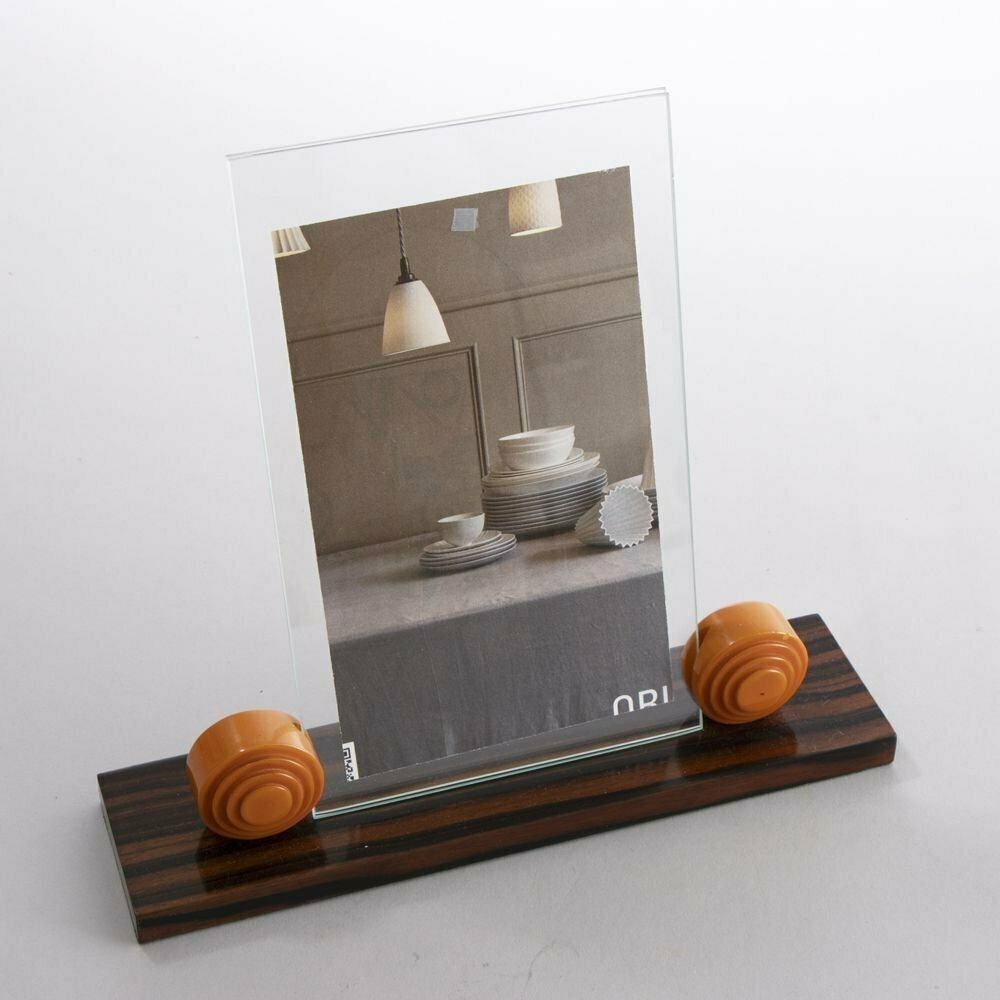 French Art Deco Amber Phenolic & Macassar Photo Frame C.1930s photo furniture