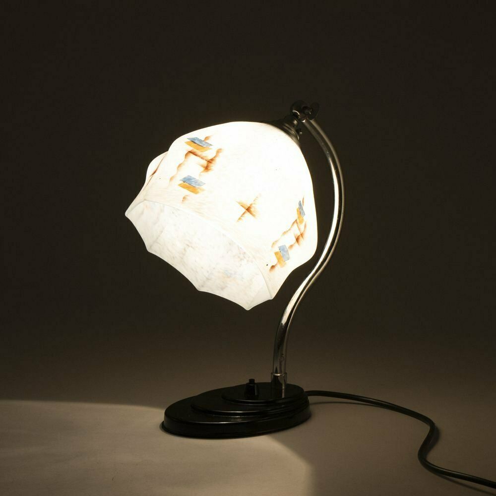 Geometric Shade Swan Neck Art Deco Table/Desk Reading Lamp photo 480.0