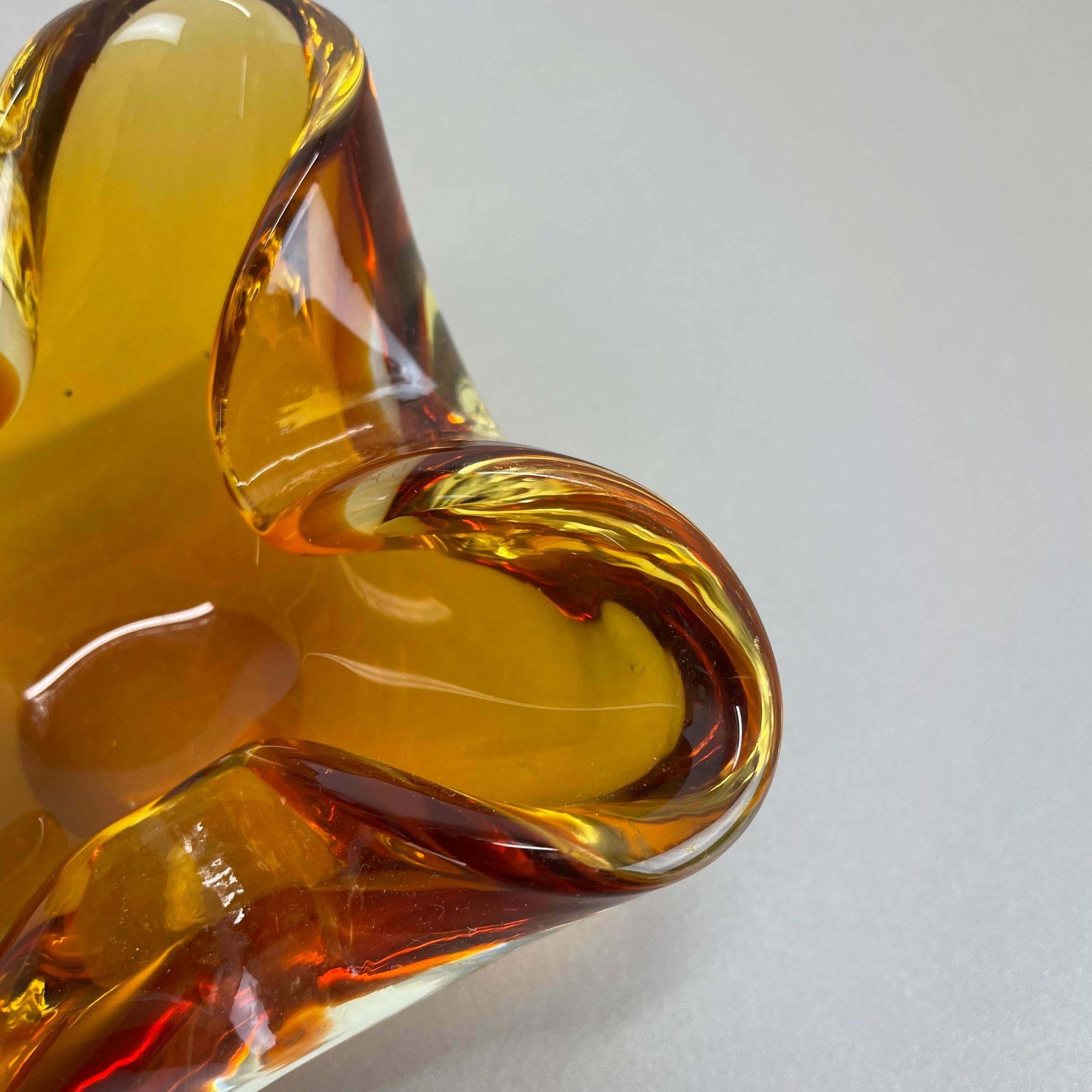photo buy Unique Murano Glass "Yellow" Bowl Element Shell Ashtray Murano, Italy, 1970