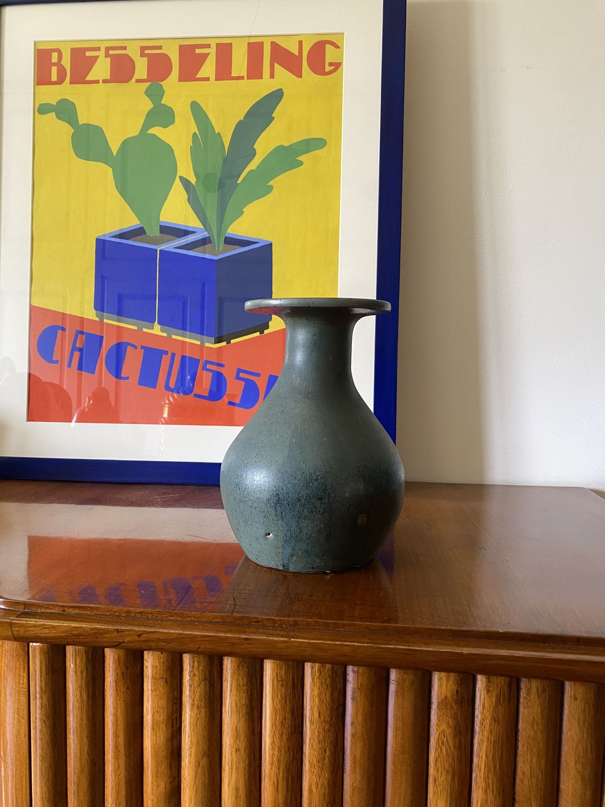 Midcentury Light Blue Ceramic Vase, France 1960s photo for sale
