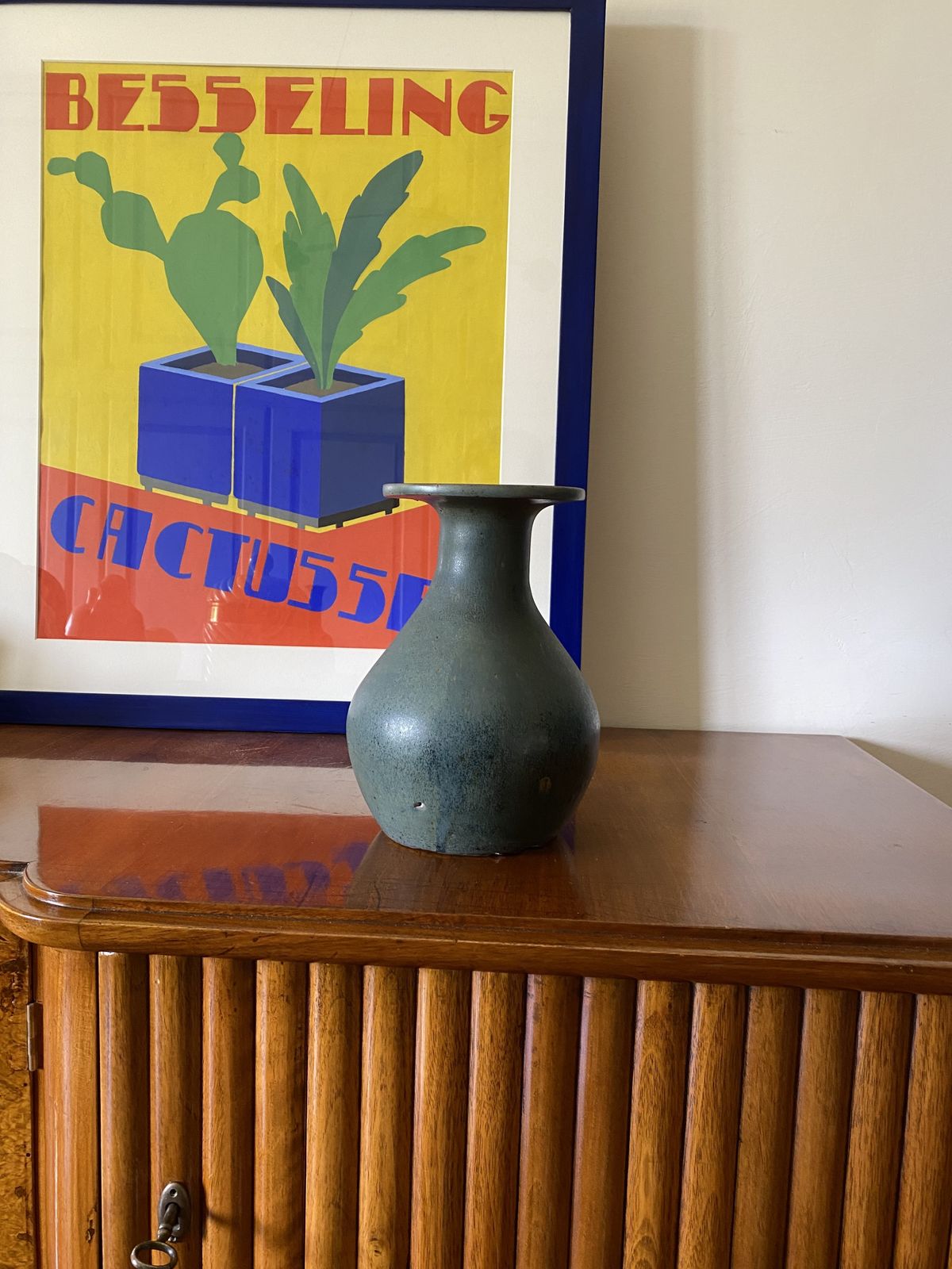 Midcentury Light Blue Ceramic Vase, France 1960s photo Home Decor