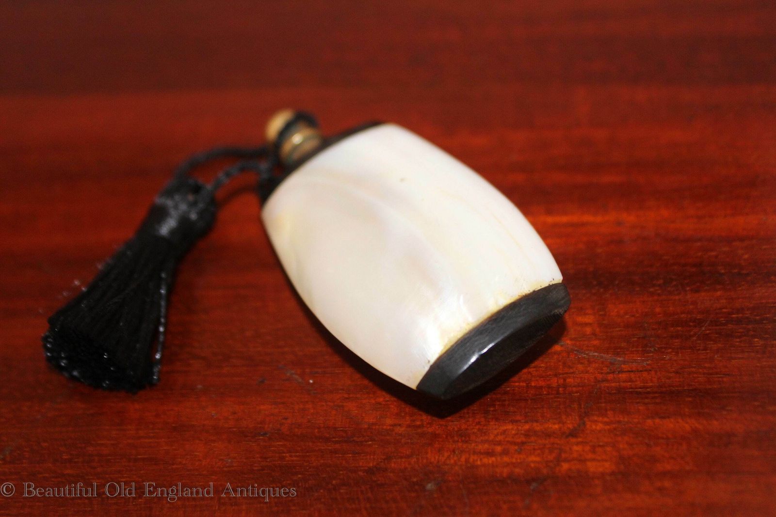 Antique Scent Or Perfume Bottle Mother Of Pearl And Ebony. Gift Boxed.