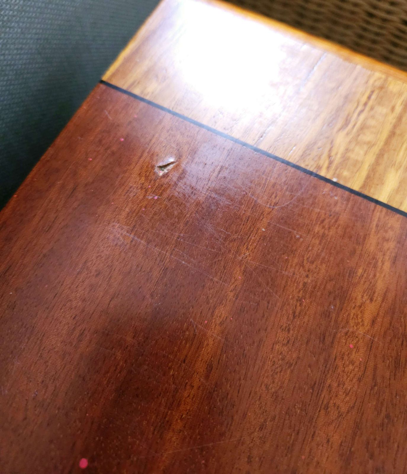 photo for sale Two Tone, Mid Century Cabinet, Mahogany, Tiger Maple & Teak