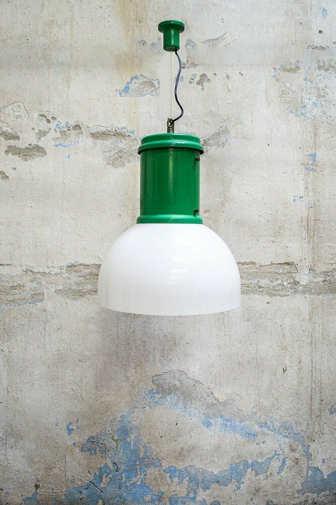 Industrial Pendant Lamp In Metal And Acrylic Glass, 1970s