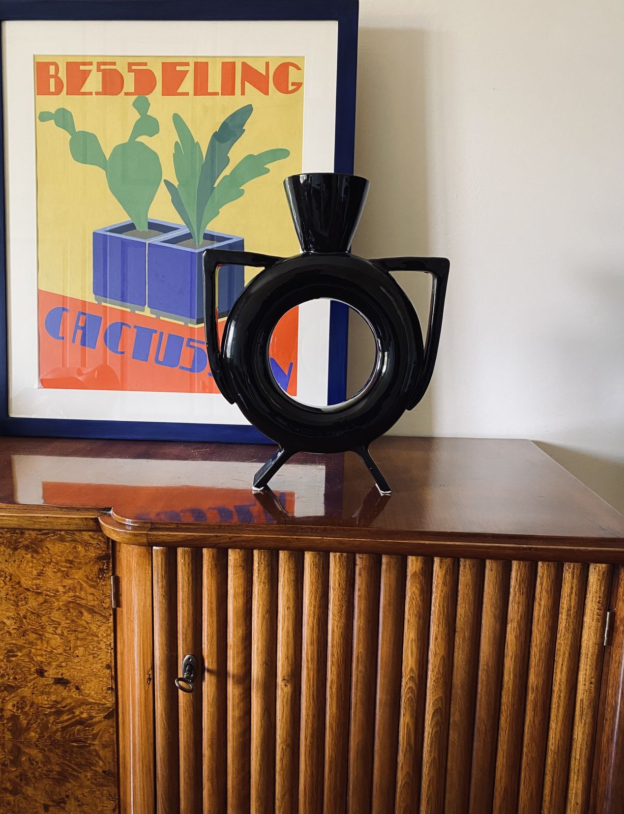 Organic Modern Black Ceramic Vase, Italy 1980s photo buy