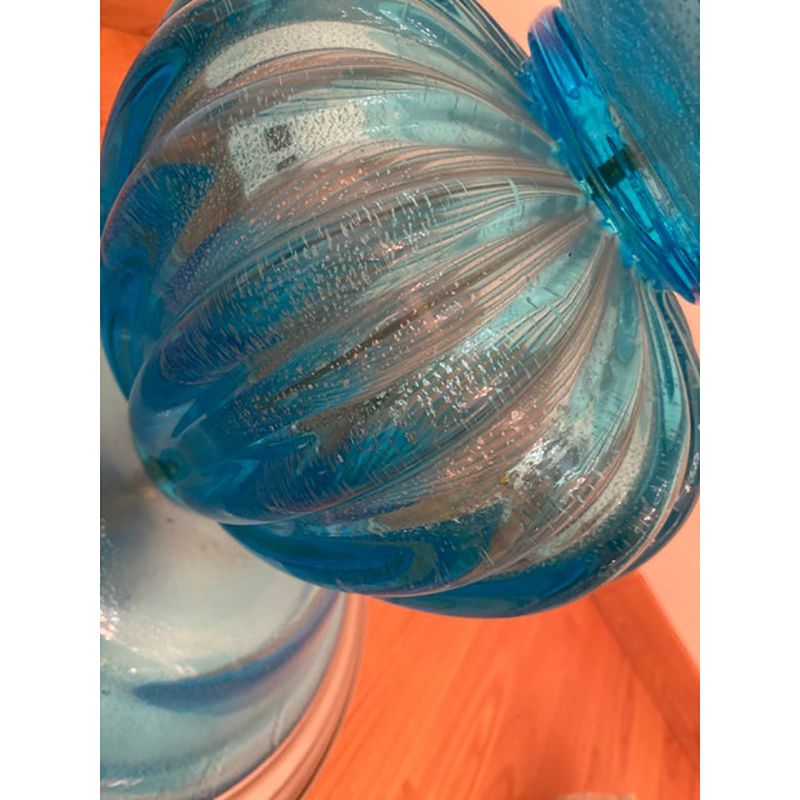 1980s Italian Venetian Blue And Silver Murano Glass Style Coffee Table photo Furniture