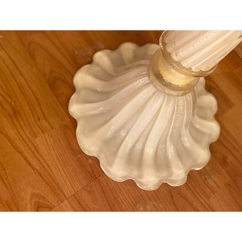 photo furniture 1990s Italian Venetian White And Gold Murano Glass Style Coffee Table